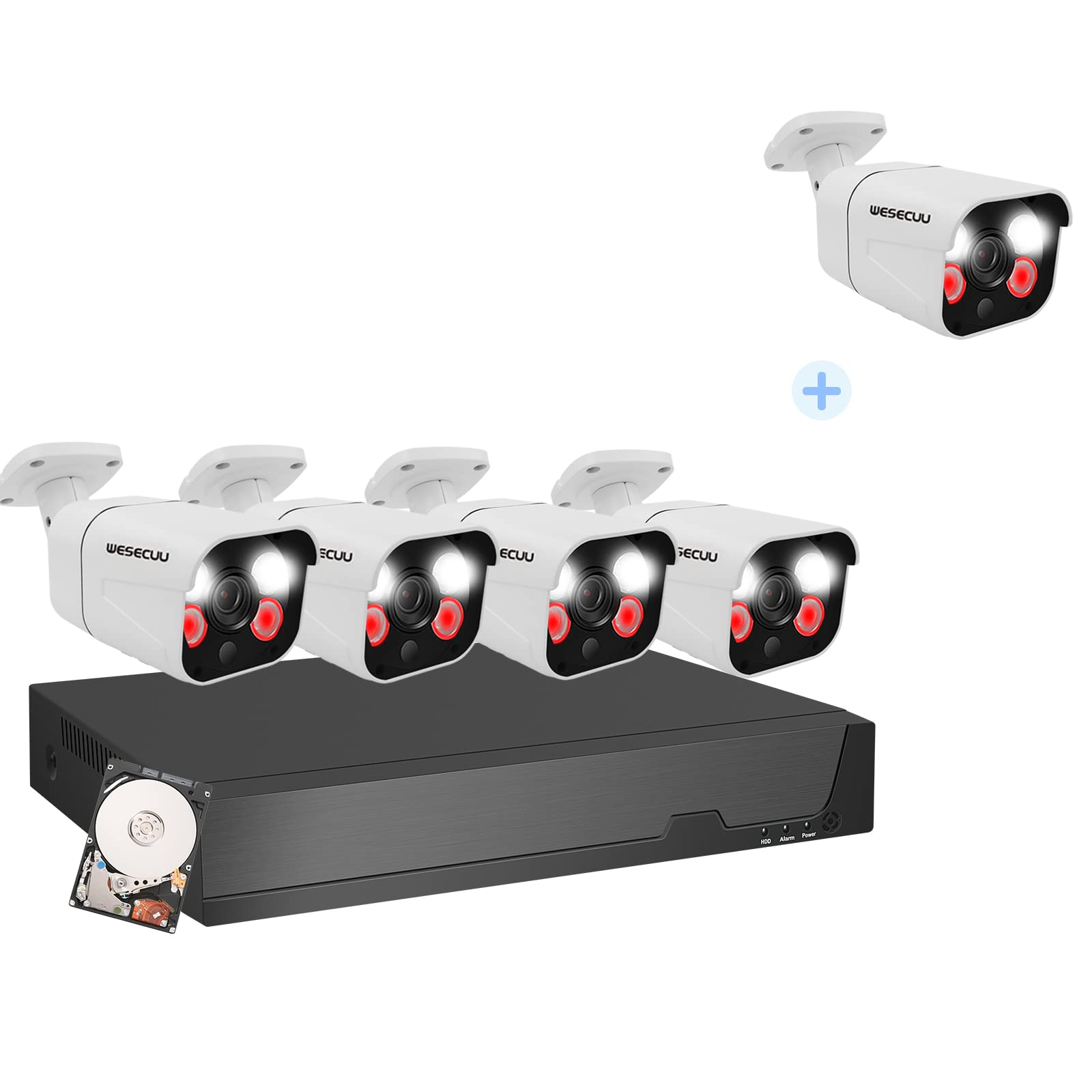 5MP POE Security Camera System with Two-Way Audio & Hard Drive - 24/7 Surveillance for Home, Office & Outdoor Security