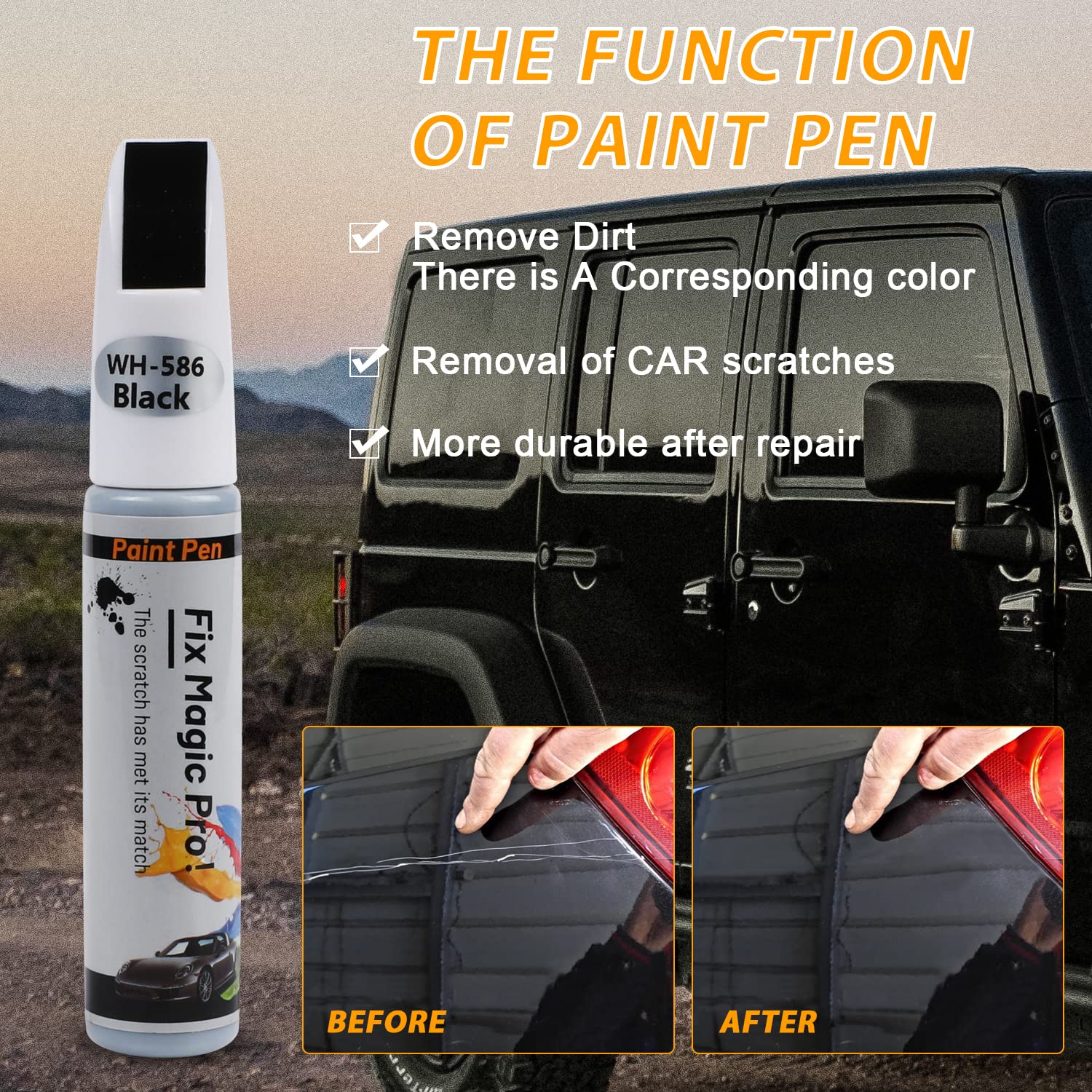 Car Touch Up Paint Pen - Scratch Repair Kit for Automotive Paint (Black) | Easy DIY Car Scratch Remover for Cars, Trucks & SUVs - Perfect for Small Scratches & Chips