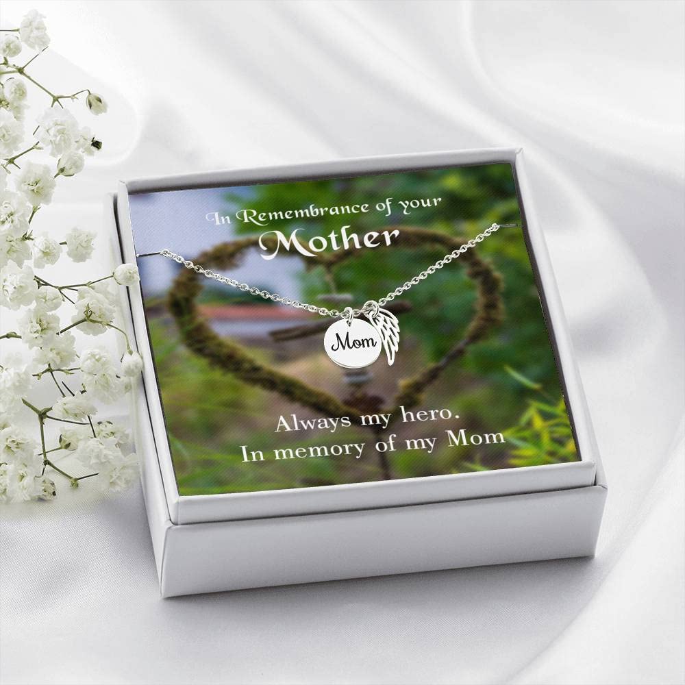 Memorial Necklace for Mom - Always My Hero Keepsake Jewelry for Mother's Day, Birthday & Remembrance Gifts | Perfect for Anniversaries, Sympathy & Everyday Wear
