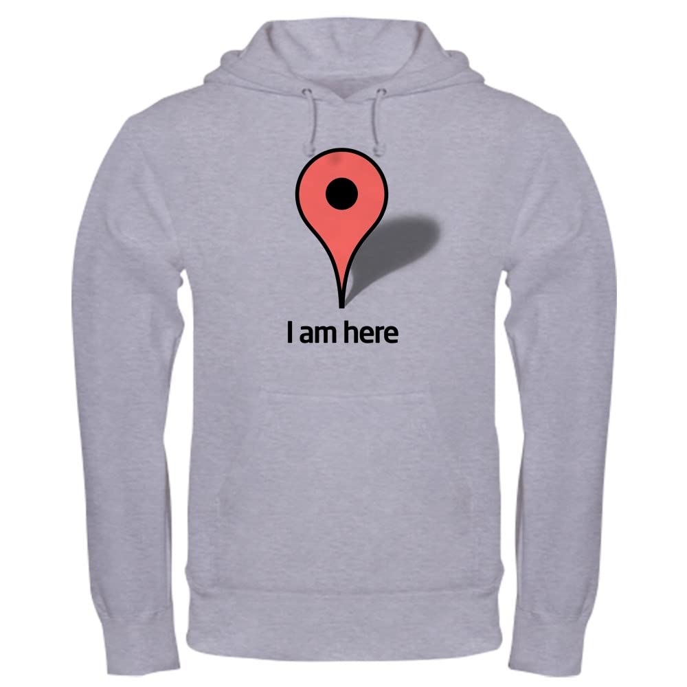 Google Map Marker Hooded Sweatshirt - Classic Pullover Hoodie for Men & Women | Comfortable Heather Gray Fleece | Perfect for Outdoor Adventures & Casual Wear