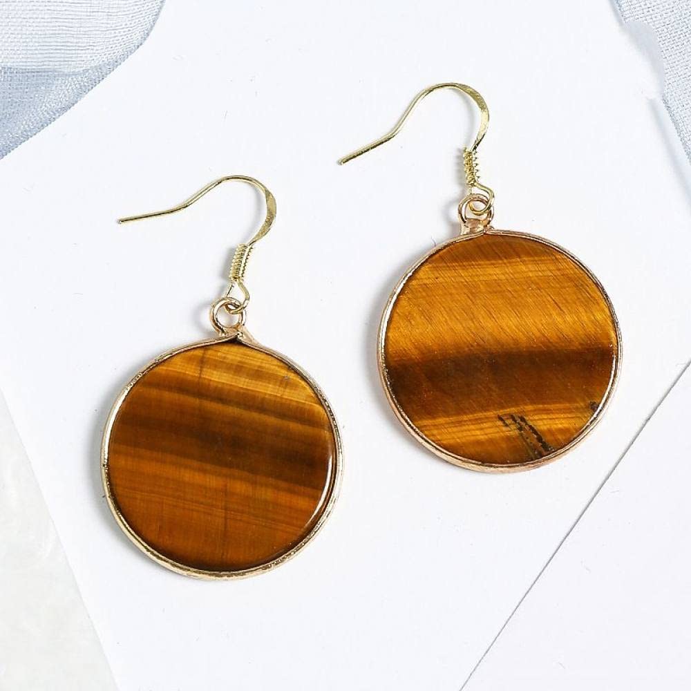 Women's Fashion Round Tiger Eye Stone Dangle Earrings with Exquisite Gemstones - Unique Gift for Girls, Brides & Party Occasions | Perfect for Weddings, Anniversaries & Special Events