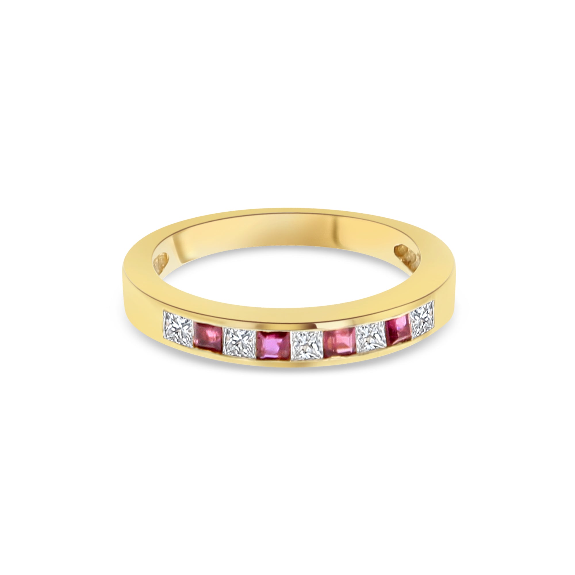 14K Yellow Gold Diamond & Ruby Wedding Band - 0.50cttw Elegant Bridal Ring for Women, Perfect for Anniversaries, Engagements & Special Occasions