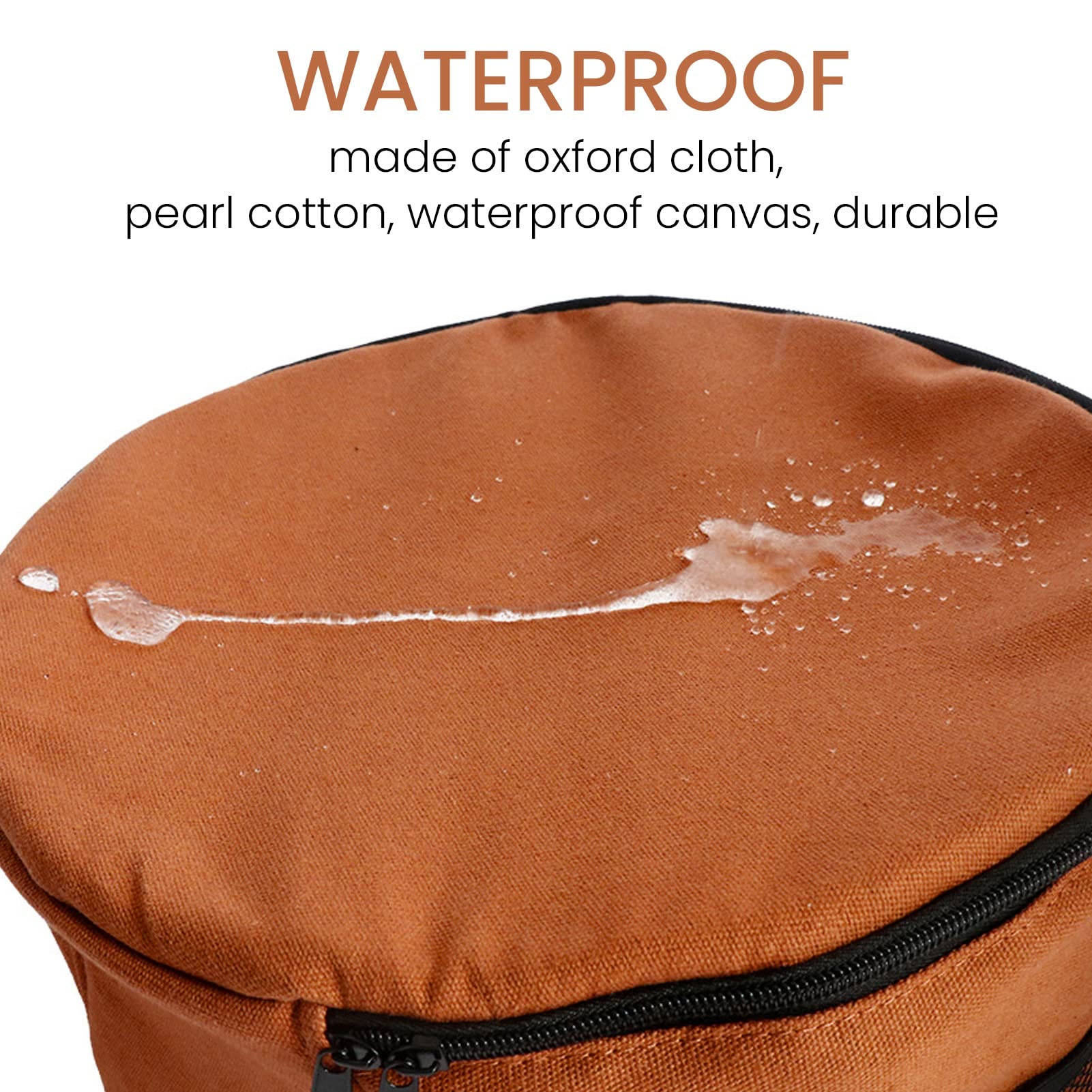 Topyond Camp Kitchen Organizer - Large Waterproof Foldable Canvas Cookware Storage Bag with Pearl Cotton Lining | Perfect for Outdoor Camping, Picnics & RV Trips