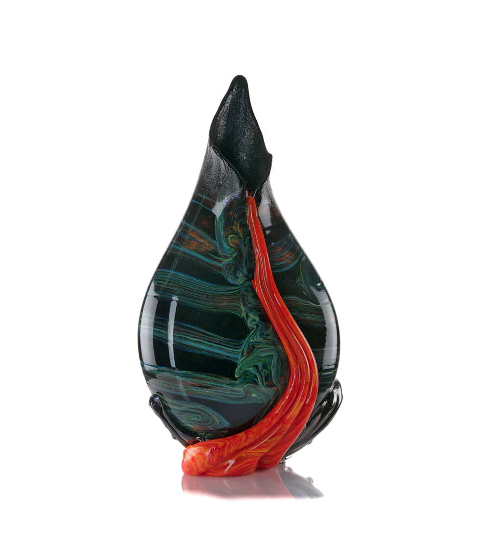 Daniel Moe Black Lava Trail 1 Glass Vessel - Modern Home Decor, Unique Centerpiece for Dining Table, Living Room, or Office