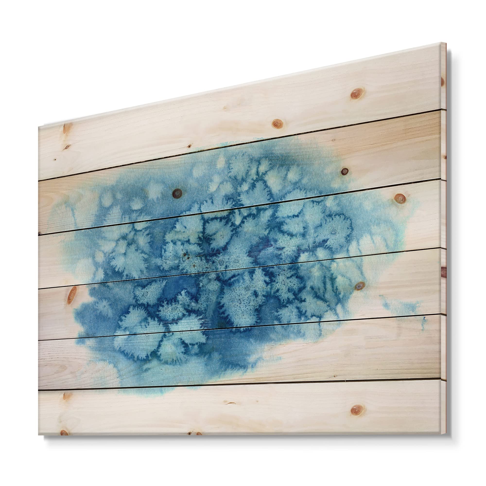 Blue Turquoise Cloud Abstract Wood Wall Art - Modern & Contemporary Pine Wood Decor - Large Printed Wood Panels for Living Room, Bedroom & Office Decoration