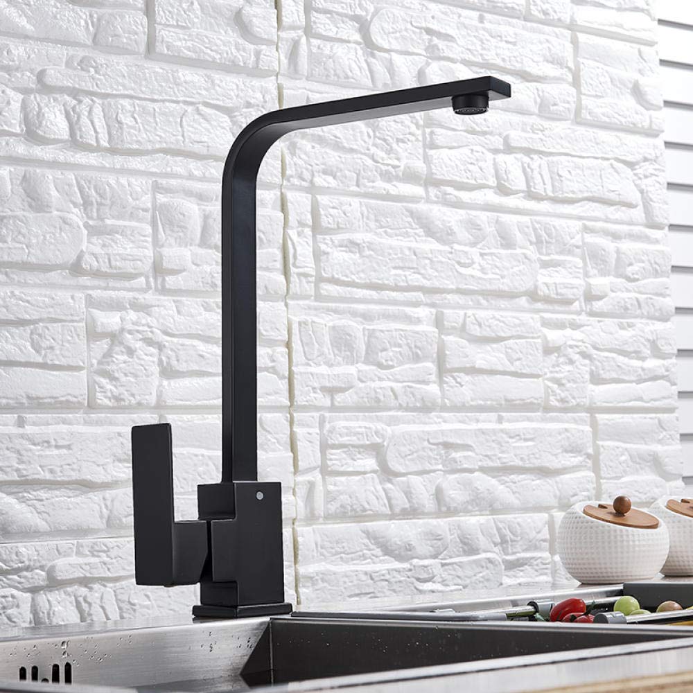 Stainless Steel Black Kitchen Faucet with Hot and Cold Water Mixer - Modern Pull Down Sprayer for Sink, Perfect for Cooking & Dishwashing (Commercial & Home Use)