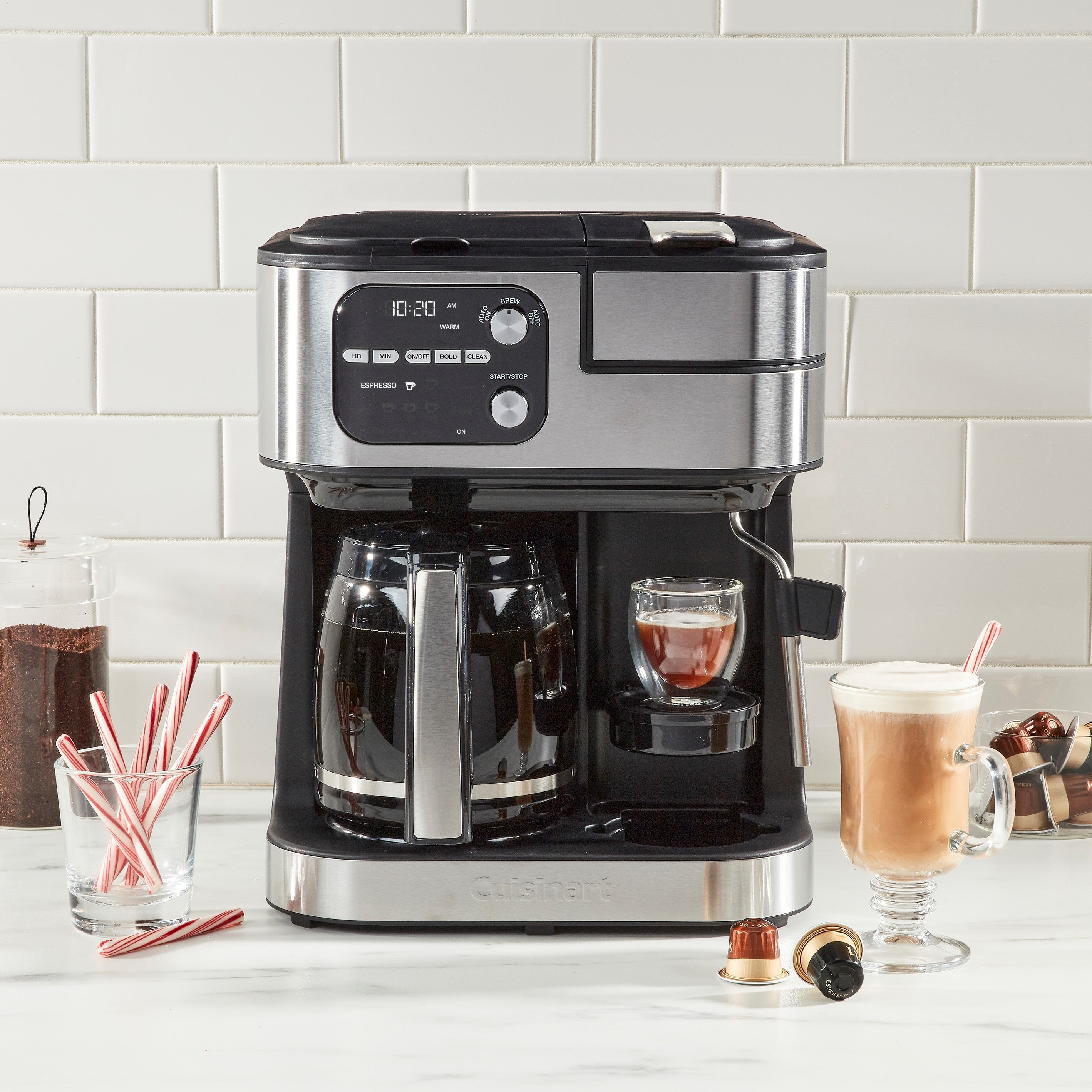 **Cuisinart 4-in-1 Coffee Maker with Grinder, Frother & Hot Water Dispenser – Perfect for Home Baristas & Coffee Lovers**    *(Use Case: Ideal for making espresso, cappuccino, latte, and hot tea at home or in small offices.)*