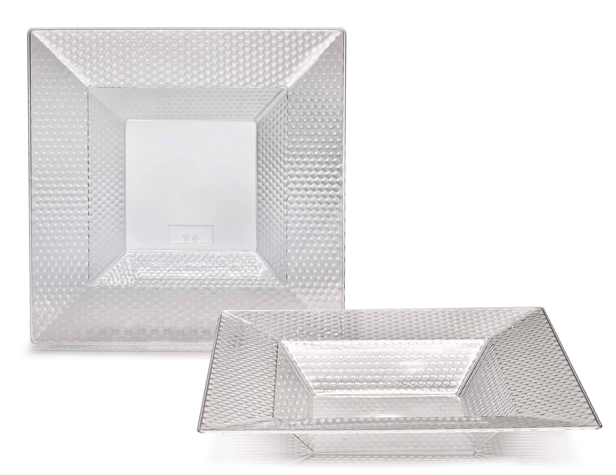 240-Pack Heavyweight Disposable Plastic Bowls - 12oz Square Clear Soup Bowls for Weddings, Parties & Events | Durable Vitro Plastic Bowls for Catering, Picnics & Family Gatherings