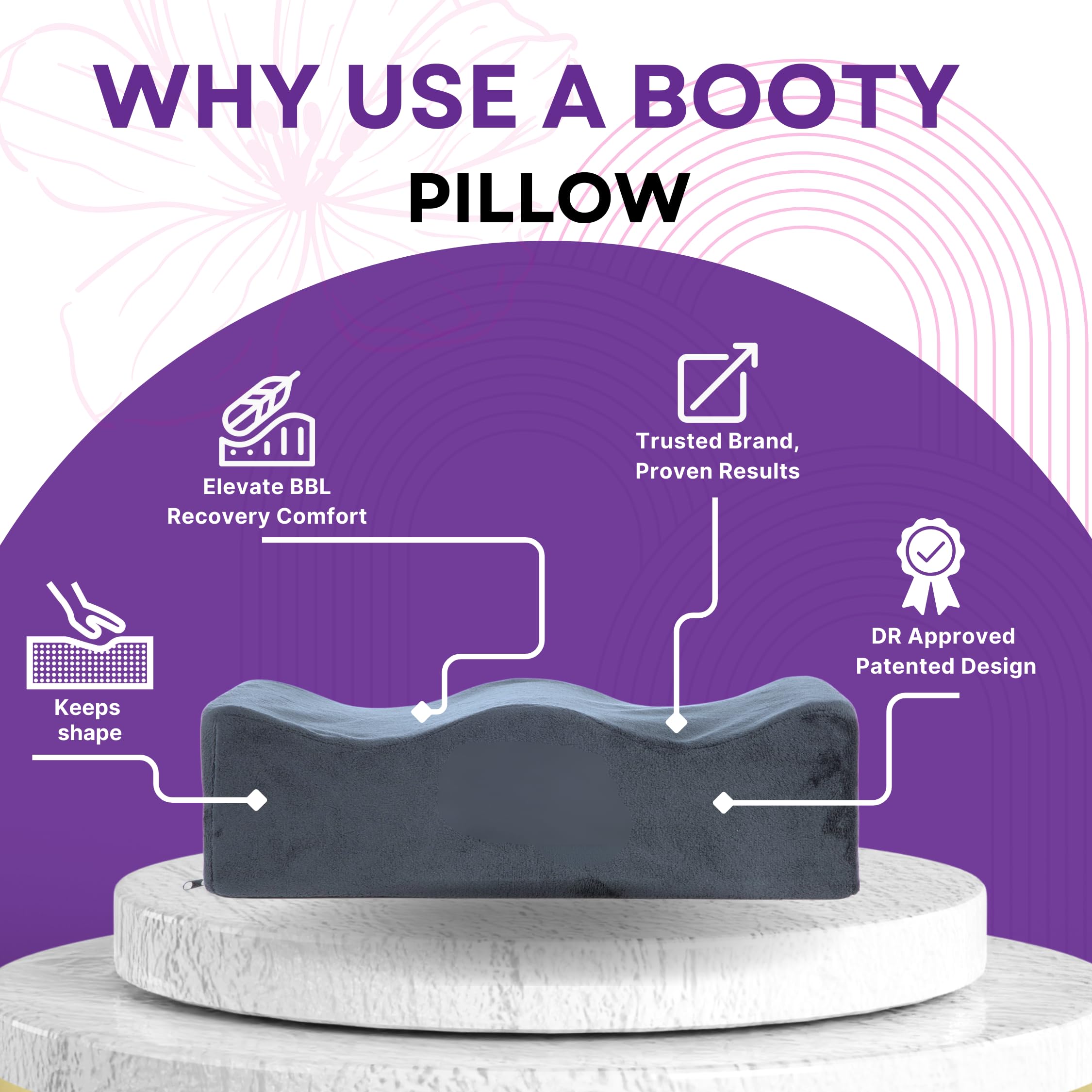 Post Surgery BBL Pillow for Butt - Lightweight & Soft Booty Cushion with Female Urinal - Comfortable BBL Post Operative Supplies for Sitting - Perfect for Recovery After Brazilian Butt Lift Surgery