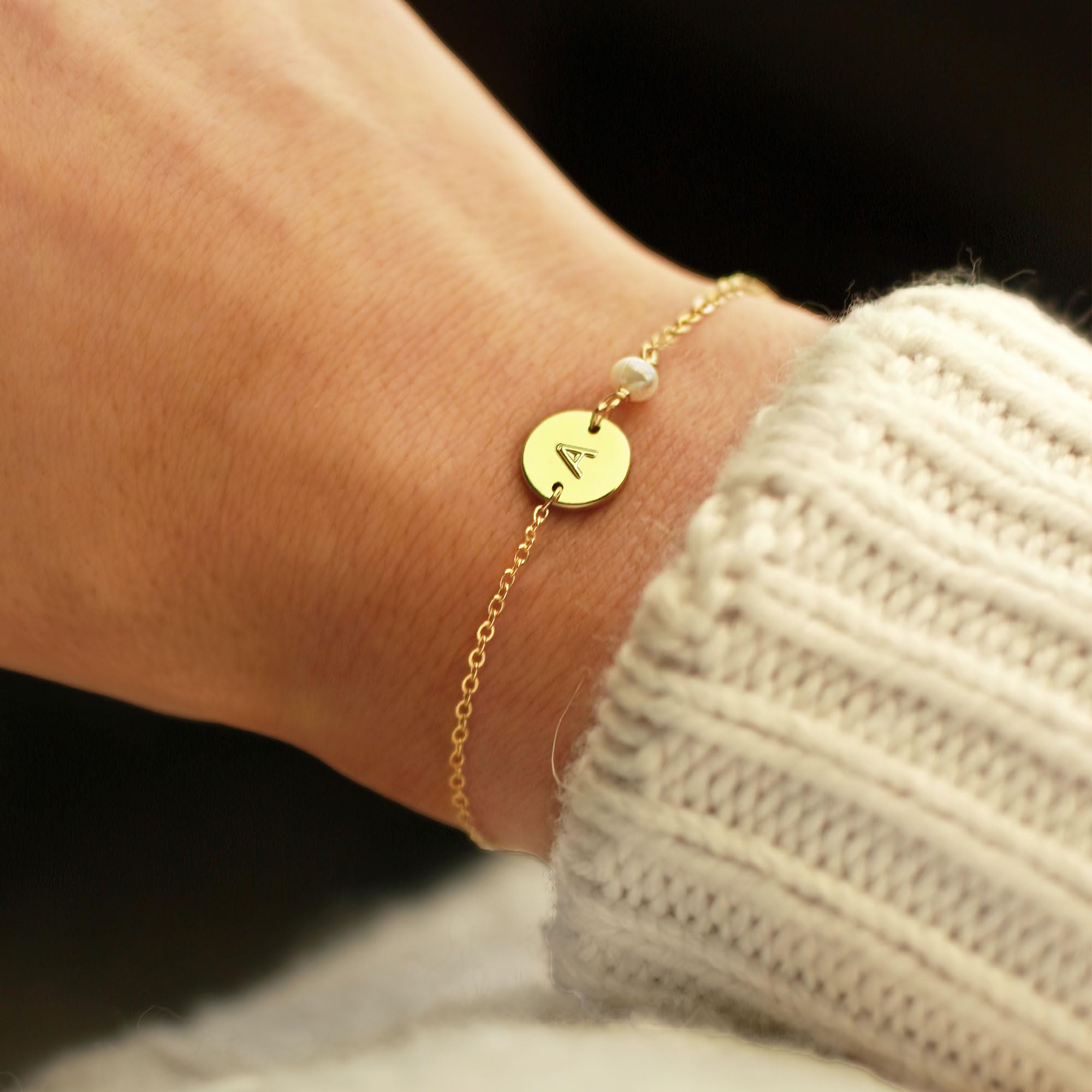 Personalized Gold Initial Pearl Bracelet for Women & Teen Girls - Valentines Day Gift, Monogram Jewelry for Her | Perfect for Anniversaries, Birthdays & Special Occasions