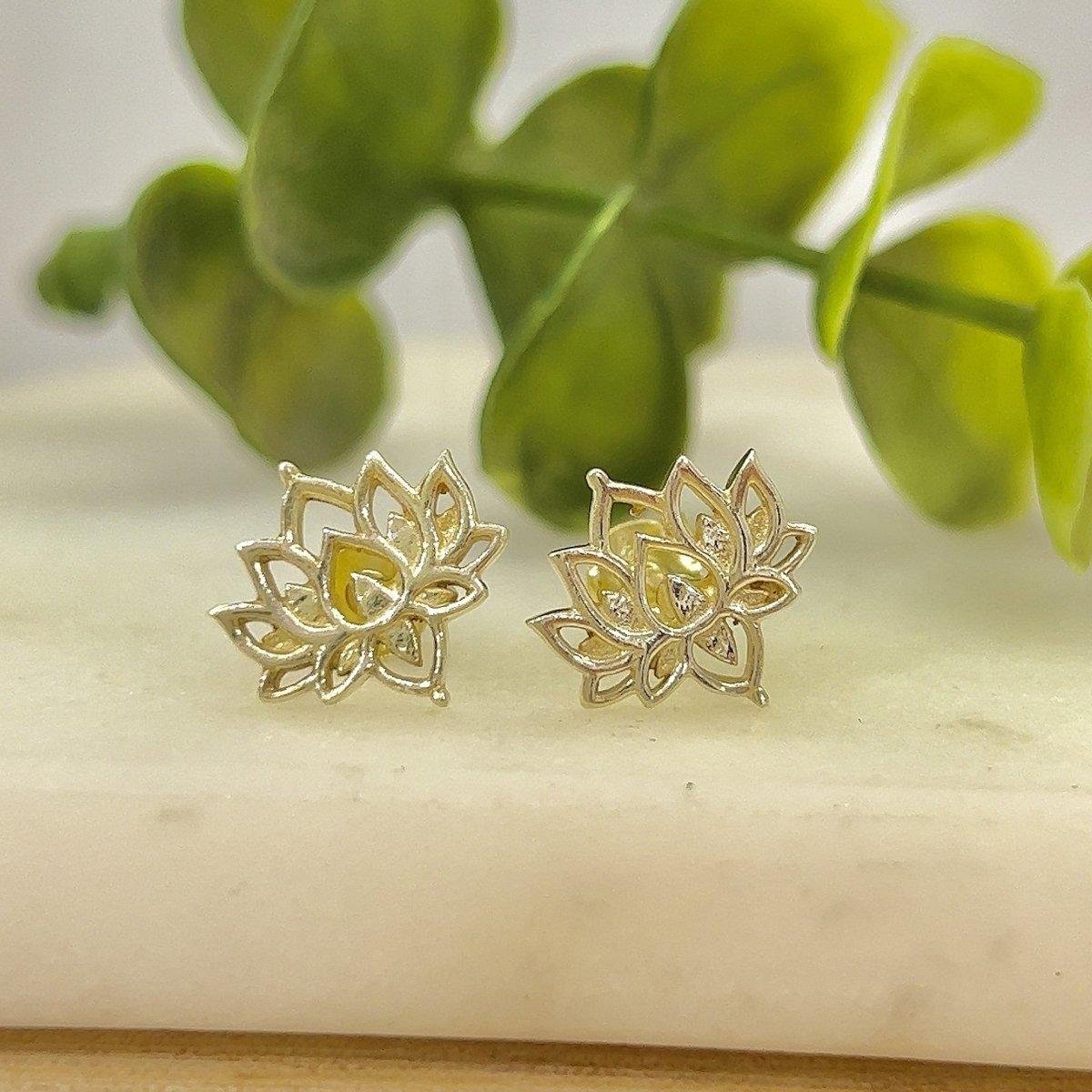 Boho Chic Lotus Flower Stud Earrings - 14K Gold Vermeil Hypoallergenic for Women | Perfect for Casual Wear, Parties & Gifts
