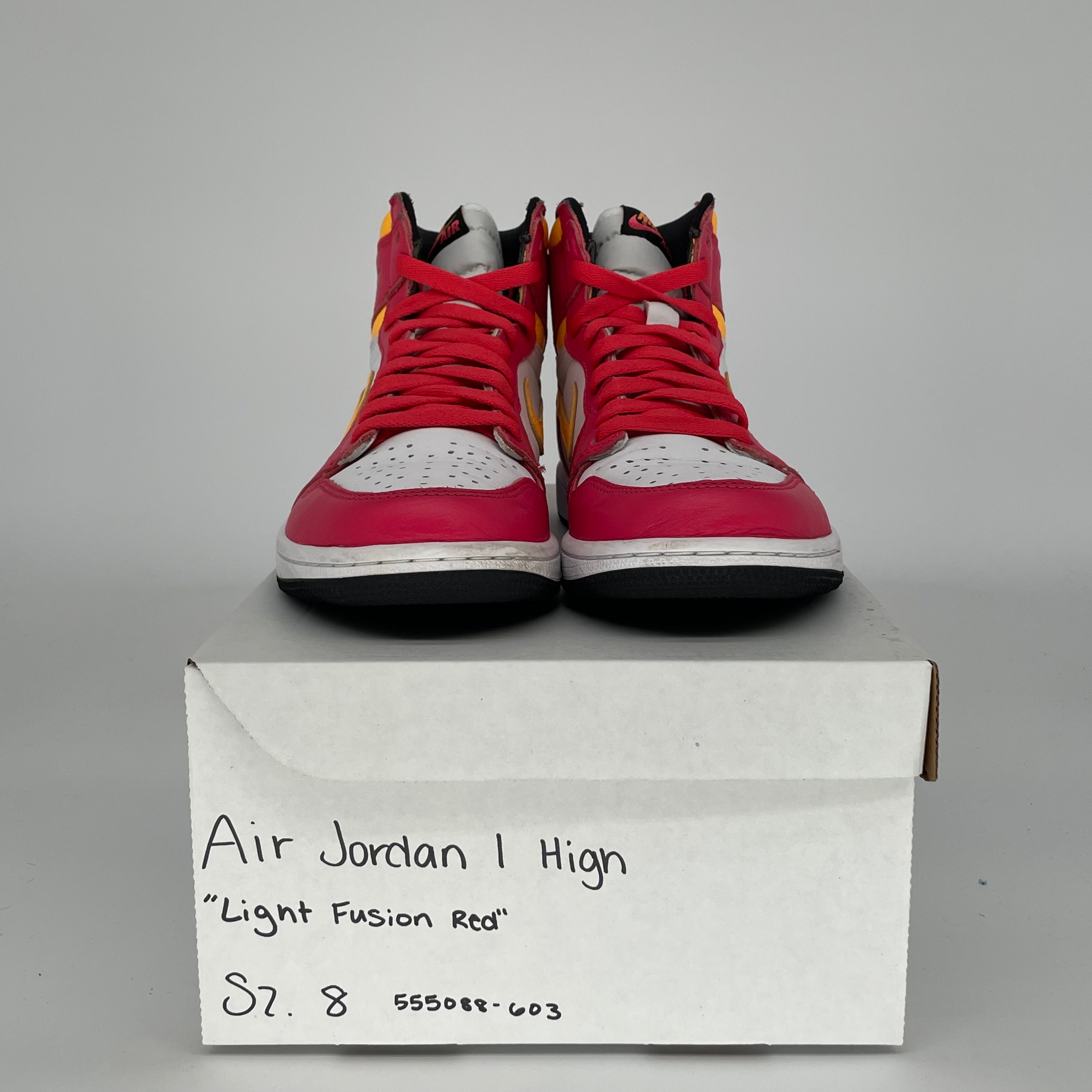 AIR JORDAN 1 Light Fusion Red Men's Basketball Shoes - Size 8 (555088-603) - Perfect for Streetwear, Sneaker Collecting & Casual Fashion