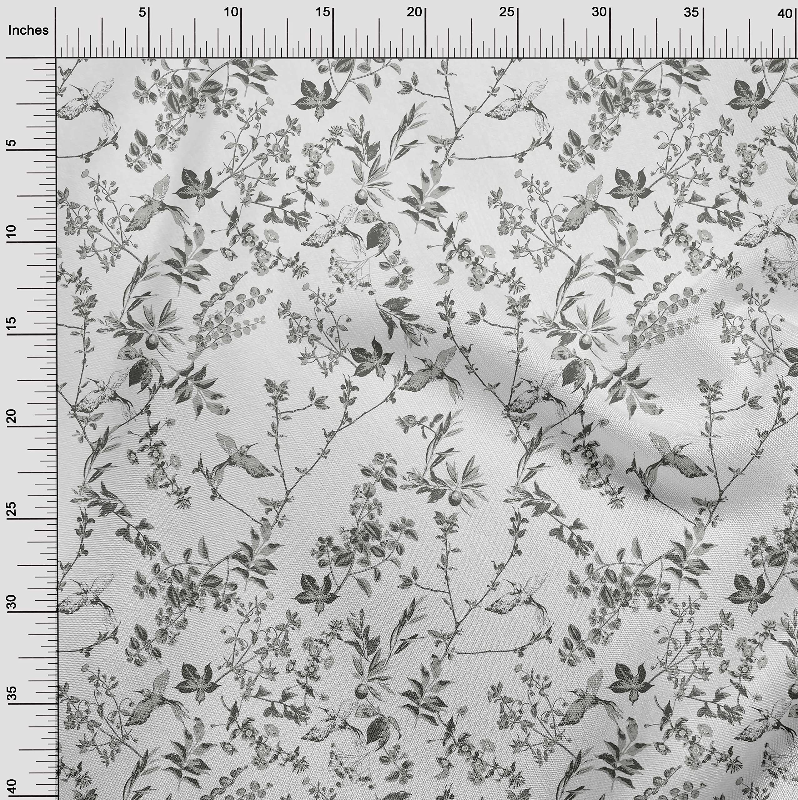 oneOone Rayon White Tropical Print Fabric - 56 Inch Wide for DIY Clothing & Sewing Projects | Perfect for Dresses, Skirts, and Summer Fashion