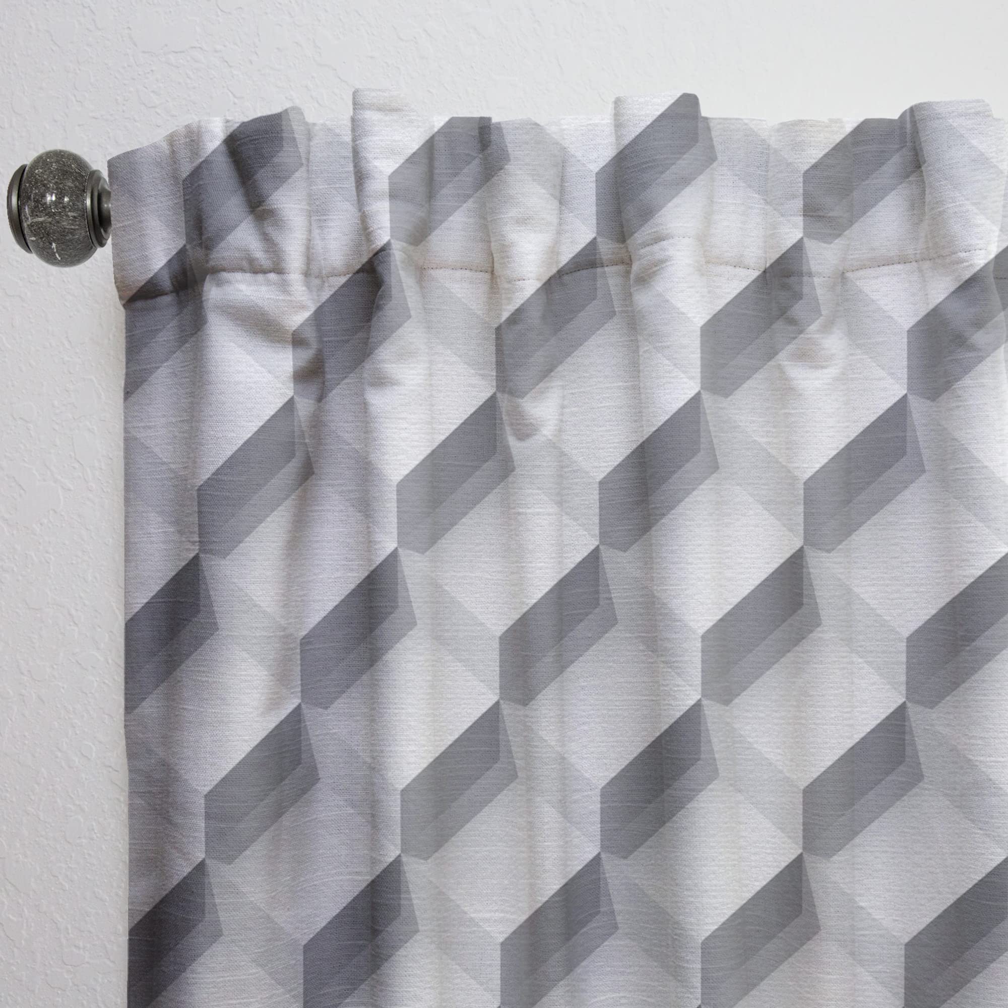 DesignQ White Abstract Pattern Thermal Insulated Curtains - Single Panel 52x108 - Elegant Window Drapes for Bedroom & Living Room - Perfect for Home Decor & Light Control