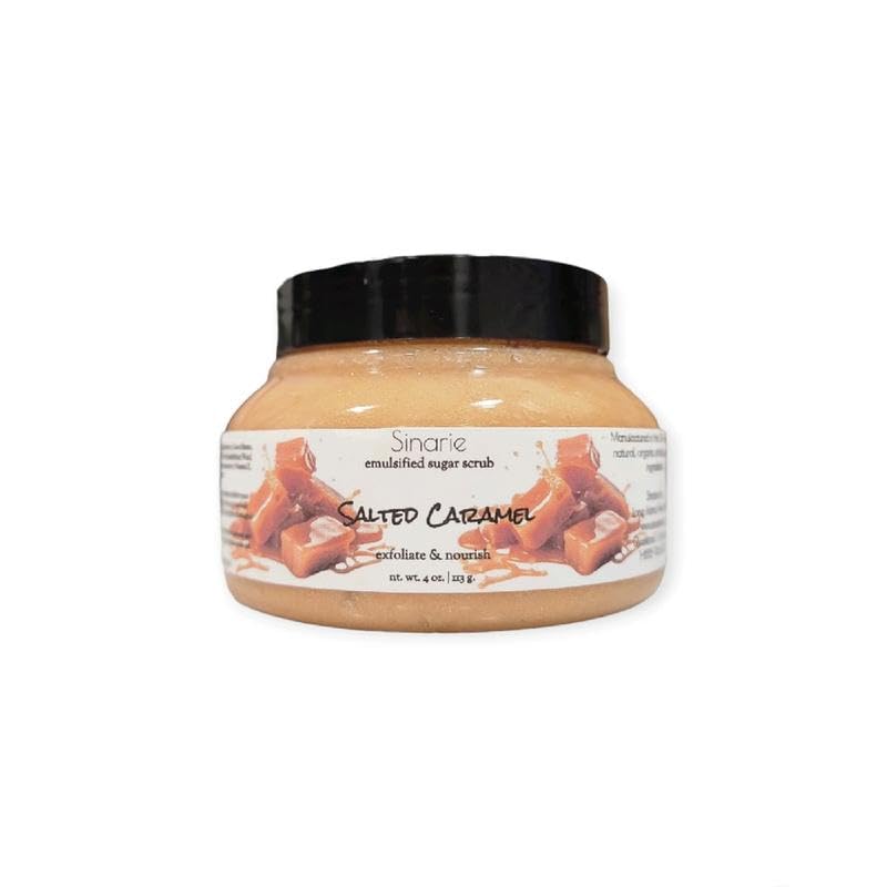Exfoliating Salted Caramel Body Scrub - 4oz Moisturizing Sugar Scrub for Smooth Skin - Perfect for Shower & Spa Self Care Routine