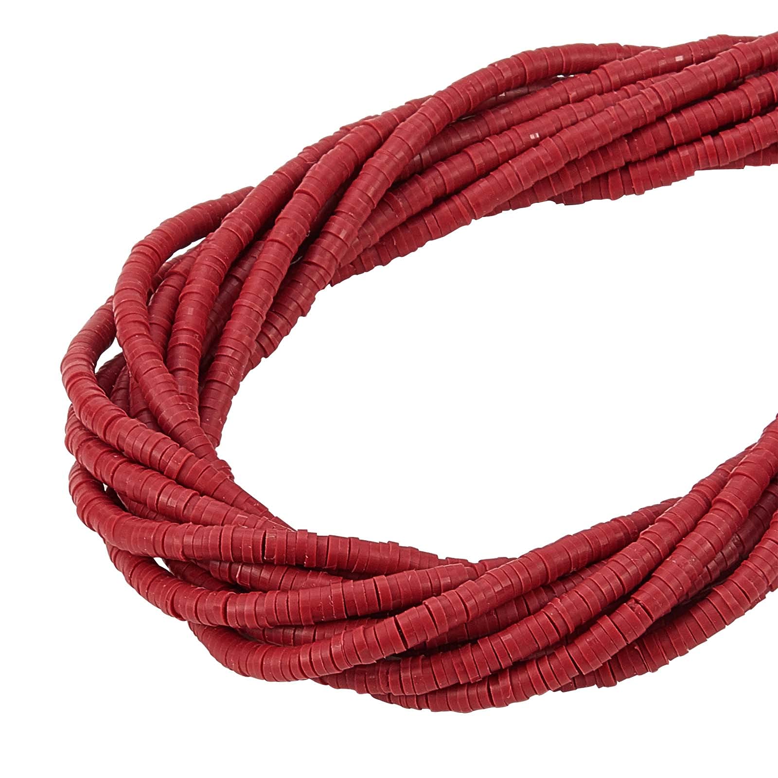 KitBeads 3800pcs Polymer Clay Heishi Beads - 4mm Dark Red Flat Round Spacer Beads for DIY Jewelry Making, Bracelets & Necklaces | Bulk Loose Beads for Crafts & Scrapbooking