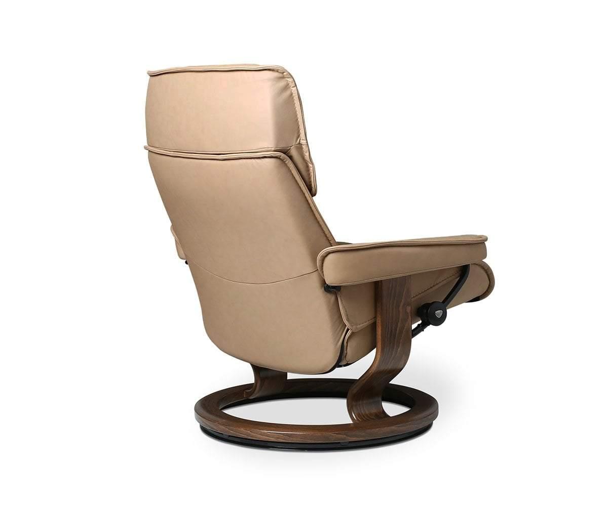 Stressless® Admiral Recliner & Ottoman in Sand - Premium Leather Reclining Chair with Ottoman for Living Room, Home Theater & Office Relaxation