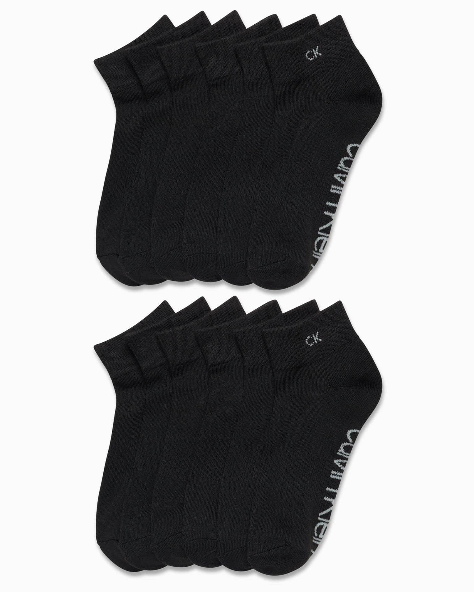 Calvin Klein Women's Quarter Socks - 12 Pack Cushioned Athletic Ankle Socks for Running, Gym & Sports (Size 4-10) - Breathable Comfort for Active Lifestyles