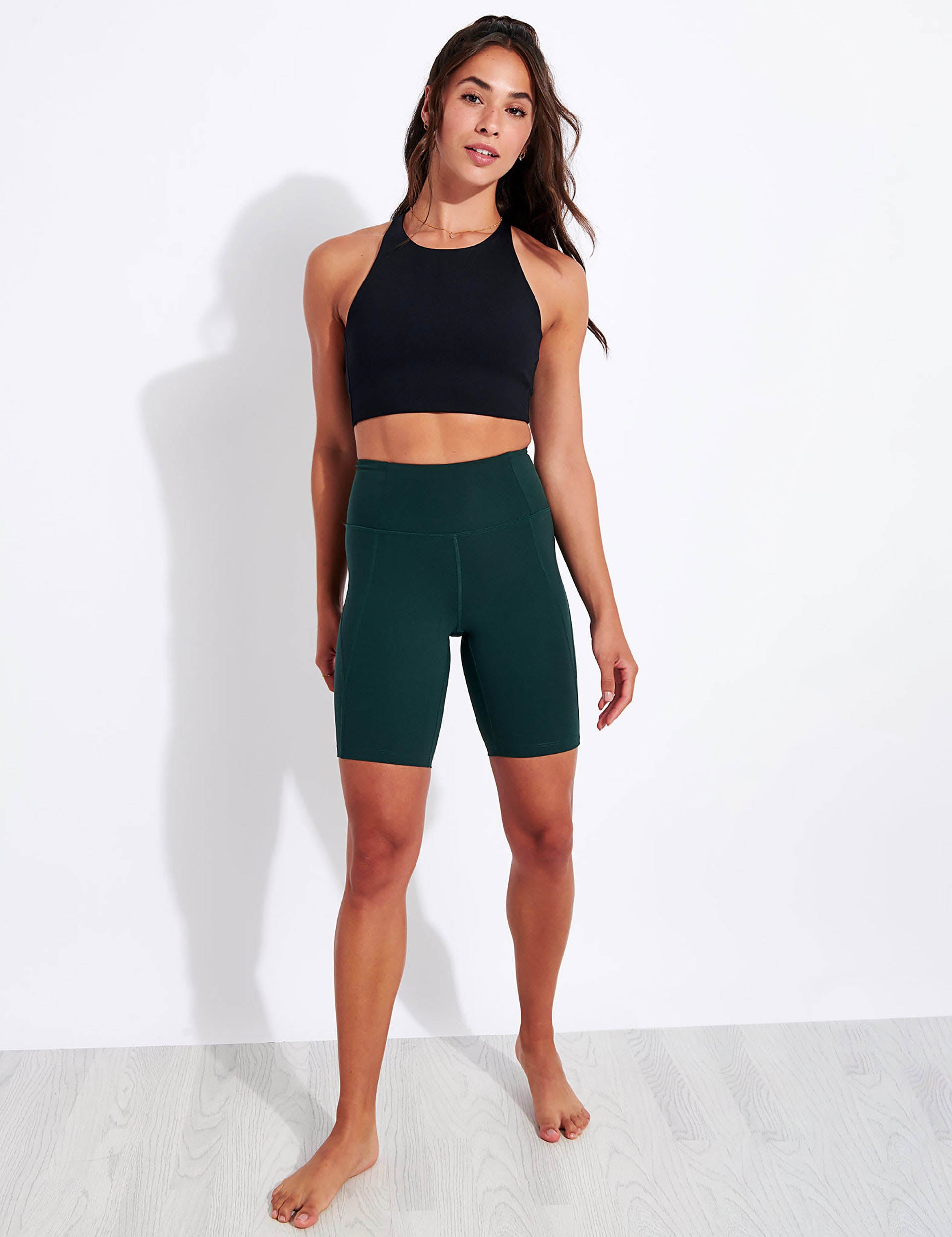 High Waisted Bike Shorts for Women - Comfortable & Breathable Moss Green Workout Leggings - Perfect for Cycling, Running, Yoga & Gym