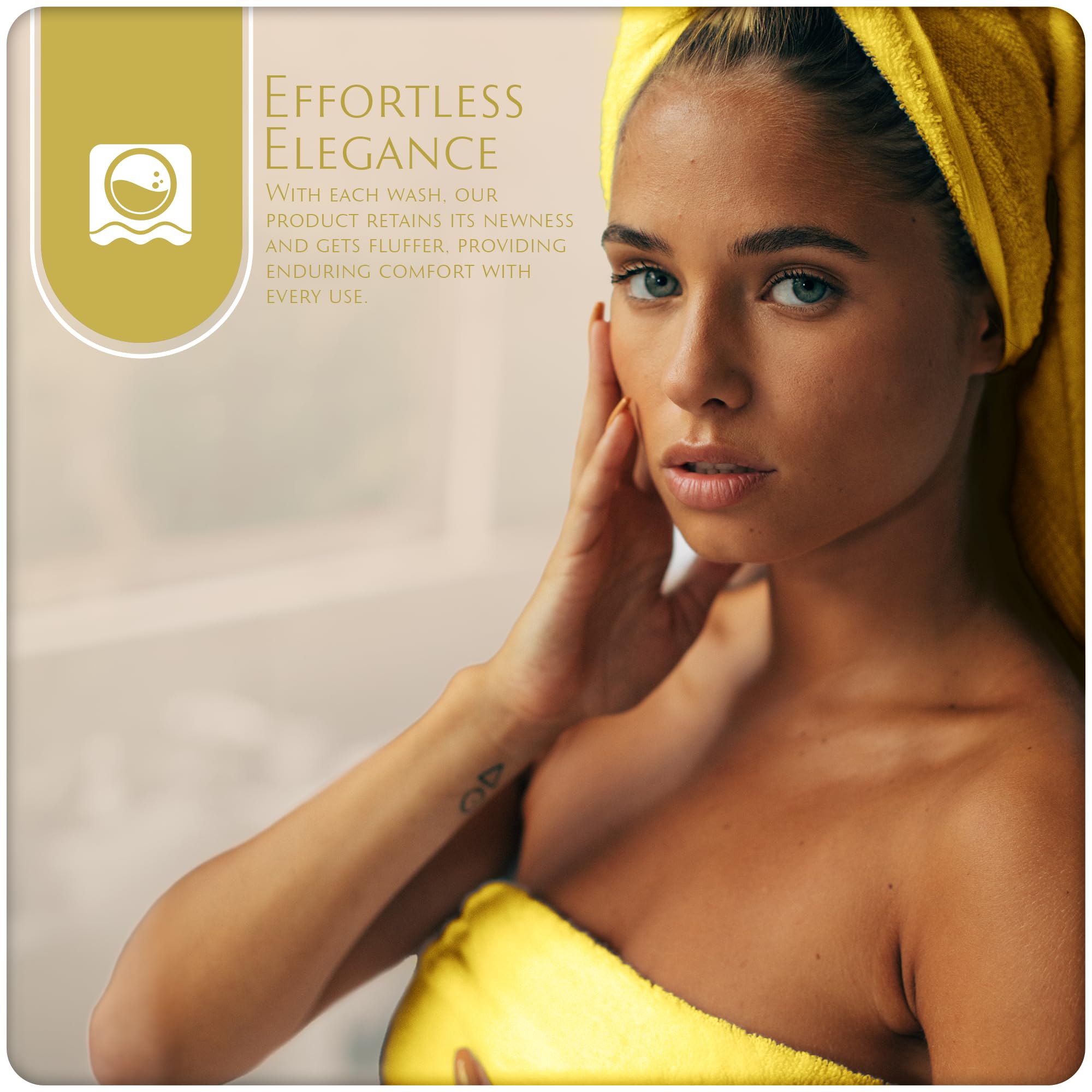 MAURA 6-Piece Bath Towel Set - 2 Bath Towels, 2 Hand Towels & 2 Washcloths | Soft, Absorbent & Durable Cotton Towels with Hanging Loops | Perfect for Bathroom, Spa, Gym & Beach (Yellow)
