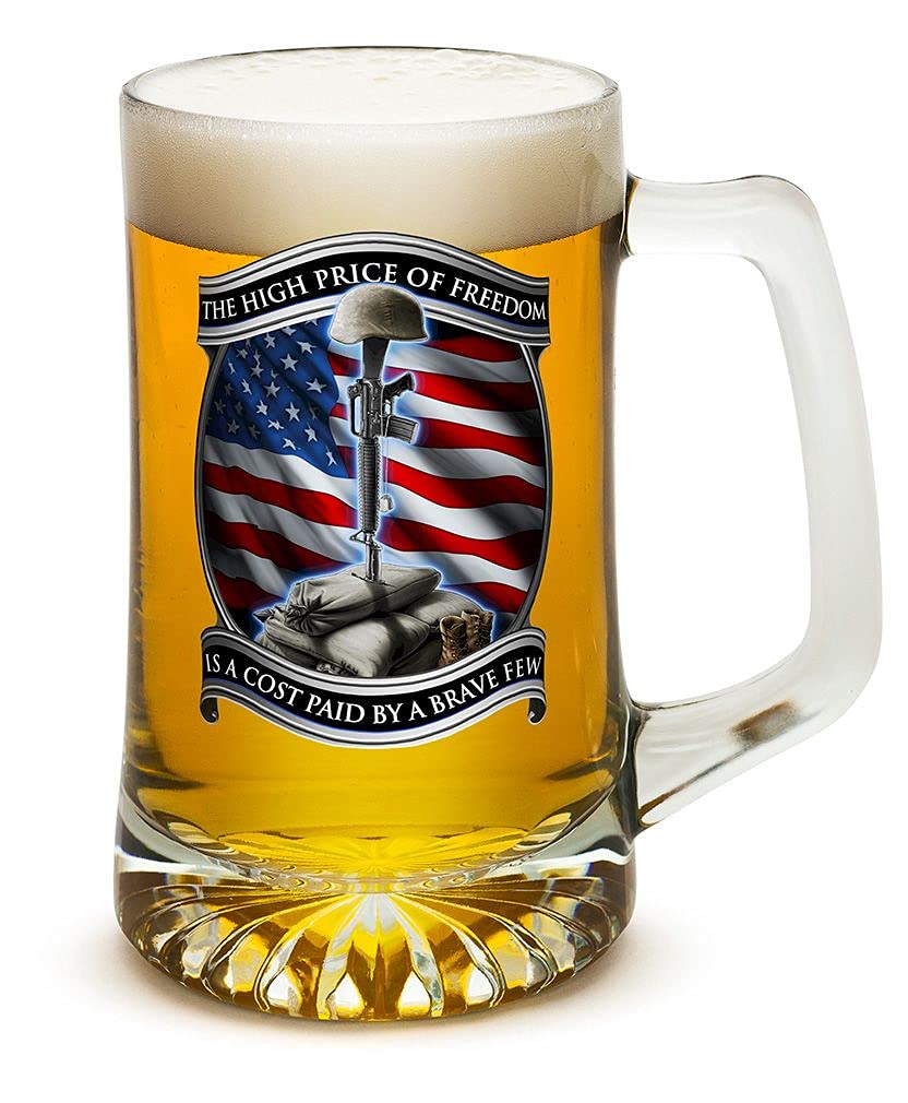 US Marine Corps Tankard Beer Mugs with Handles - Set of 4 (25oz) Military Themed Drinking Glasses with Logo - Perfect Gift for Veterans, Men & Women - Ideal for Home Bars, BBQs & Patriotic Celebrations