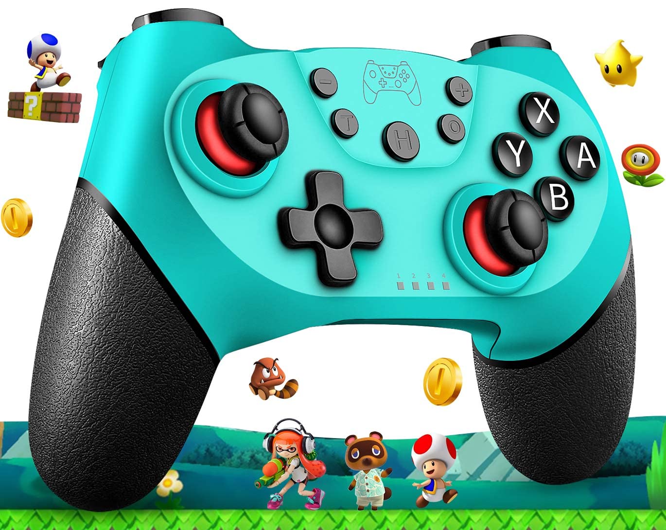 OKHAHA Wireless Pro Controller for Nintendo Switch & Switch Lite - Vibration, Motion Sensor, Screen Capture & Turbo Function - Turquoise Color | Perfect for Gaming, Party Play & Family Entertainment