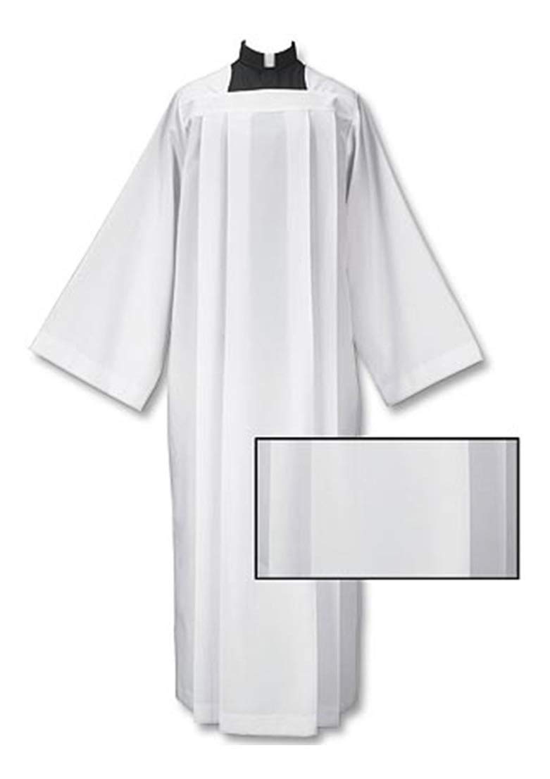 Augustinian Collection Polyester Permanent Press Box Pleated Alb - Small Size | Wrinkle-Resistant Liturgical Vestment for Church Services, Choir Robes & Religious Ceremonies
