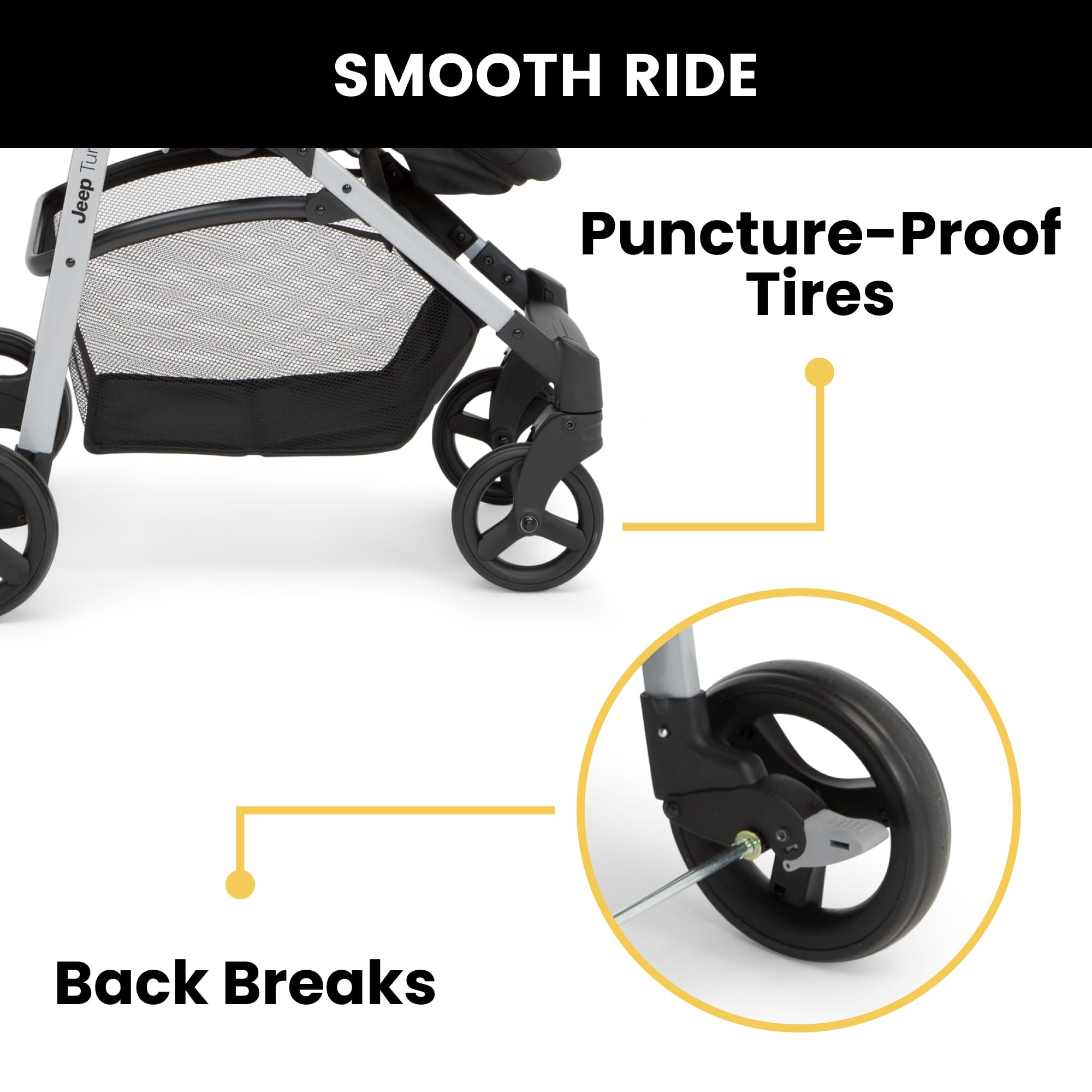 Jeep TurboGlyde 3-in-1 Stroller for Baby & Toddler - Lightweight Travel System with Car Seat, Bassinet & Stroller Modes - Perfect for Shopping, Travel & Daily Walks