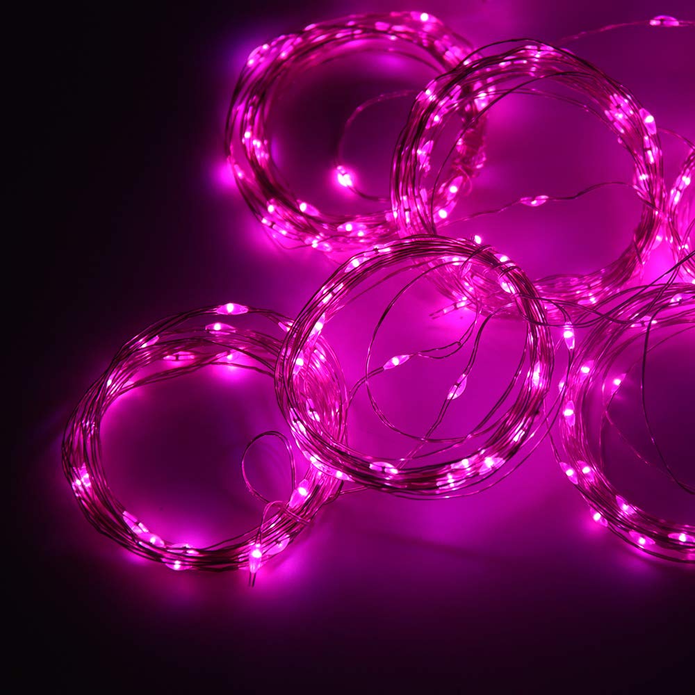 300 LED Curtain String Lights with Remote & Timer - USB Powered Pink Fairy Lights for Bedroom, Wall, Window Decor - 9.8ft x 9.8ft Indoor Twinkle Lights for Christmas, Valentine's Day, Tapestry & Party Decoration