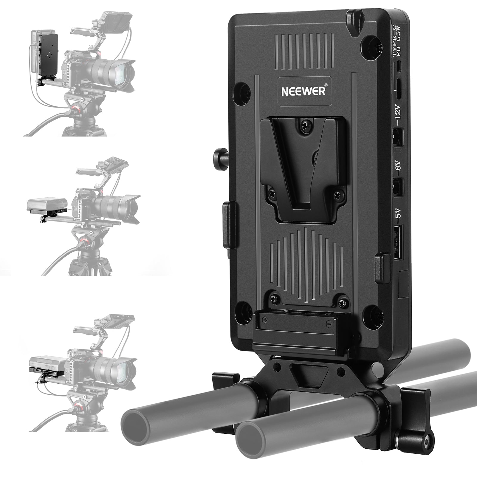 NEEWER PS002E V Mount Battery Adapter Plate for Sony NP-F Series - Power Your Camera, LED Lights & Video Gear On The Go - Perfect for Filmmaking, Photography & Live Streaming