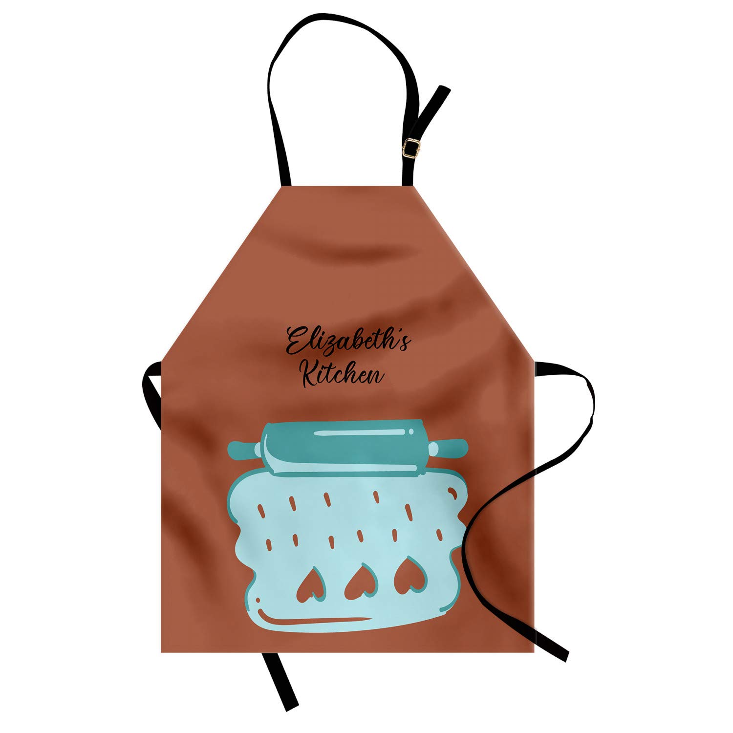 Ambesonne Personalized Chef Apron - Cartoon Baking & Cooking Design with Colorful Rolling Pin Dough Motif, Adjustable Neck Unisex Kitchen Bib for Adults (Cinnamon Seafoam) - Perfect for Home Cooks, Bakers & BBQ Grilling