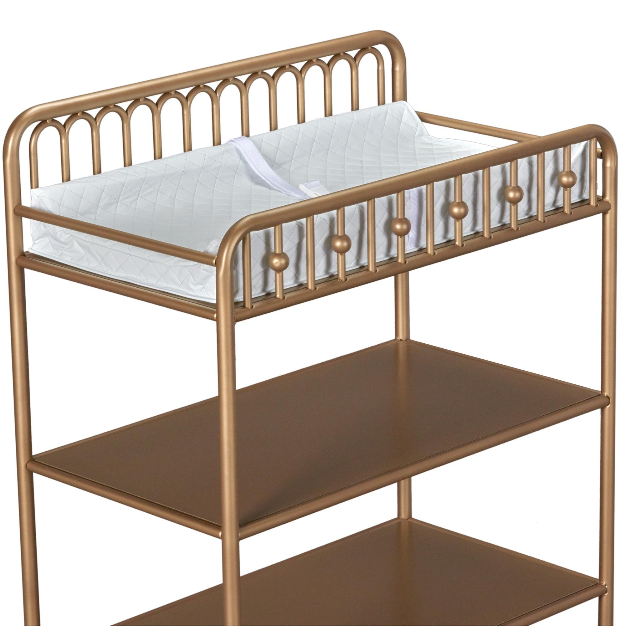 Little Seeds Monarch Hill Ivy Metal Changing Table - Gold Finish | Sturdy & Safe Baby Changing Station for Nursery, Bedroom, or Daycare | Perfect for Diaper Changes & Baby Care Essentials Storage