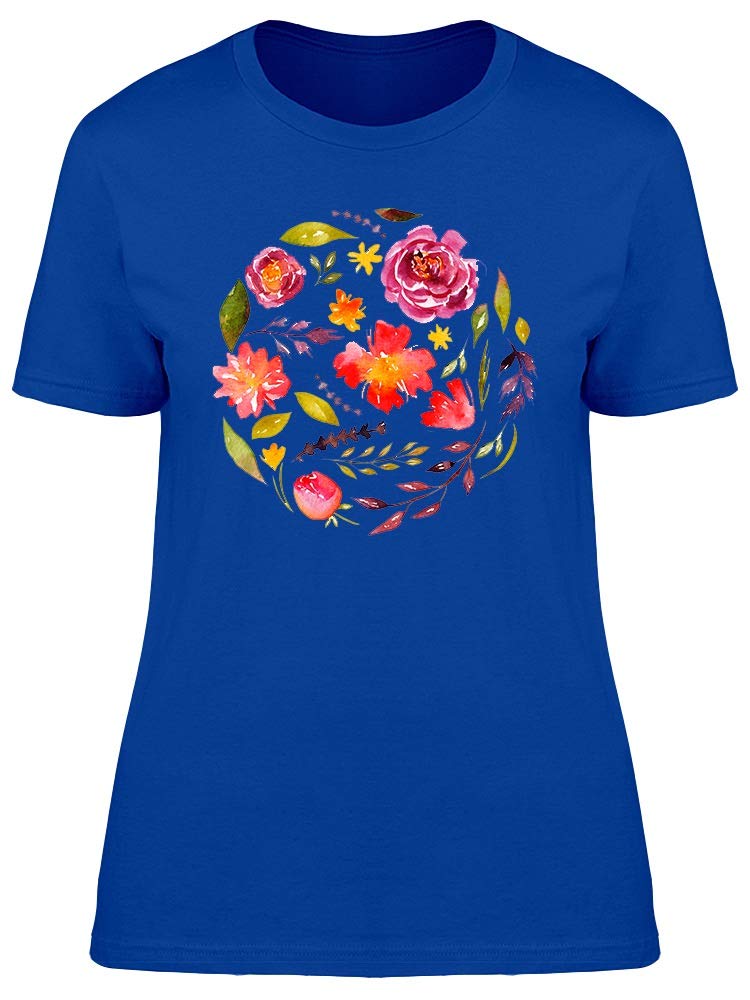 Smartprints Watercolor Floral Circle Print Women's T-Shirt | Soft Cotton Casual Tee for Everyday Wear, Date Nights & Summer Outfits