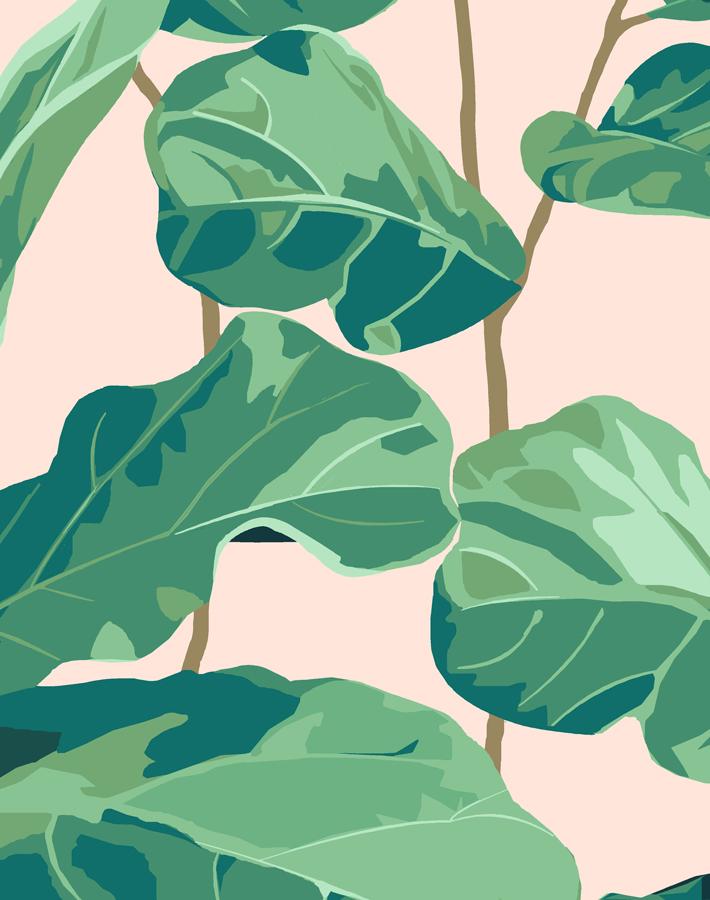 Nathan Turner Fiddle Fig Wallpaper - Peach Floral Peel and Stick Wallpaper for Living Room, Bedroom, and Nursery Decor