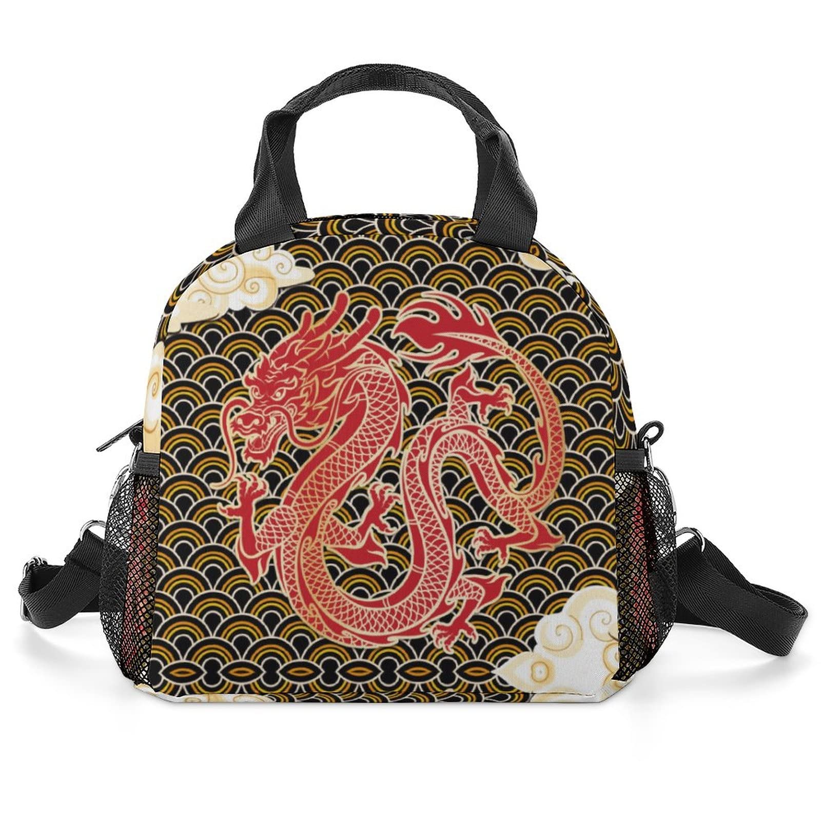 Japanese Dragon Insulated Lunch Bag - Reusable Portable Cooler for Work, School & Picnic | Unisex Thermal Food Carrier for Adults & Kids
