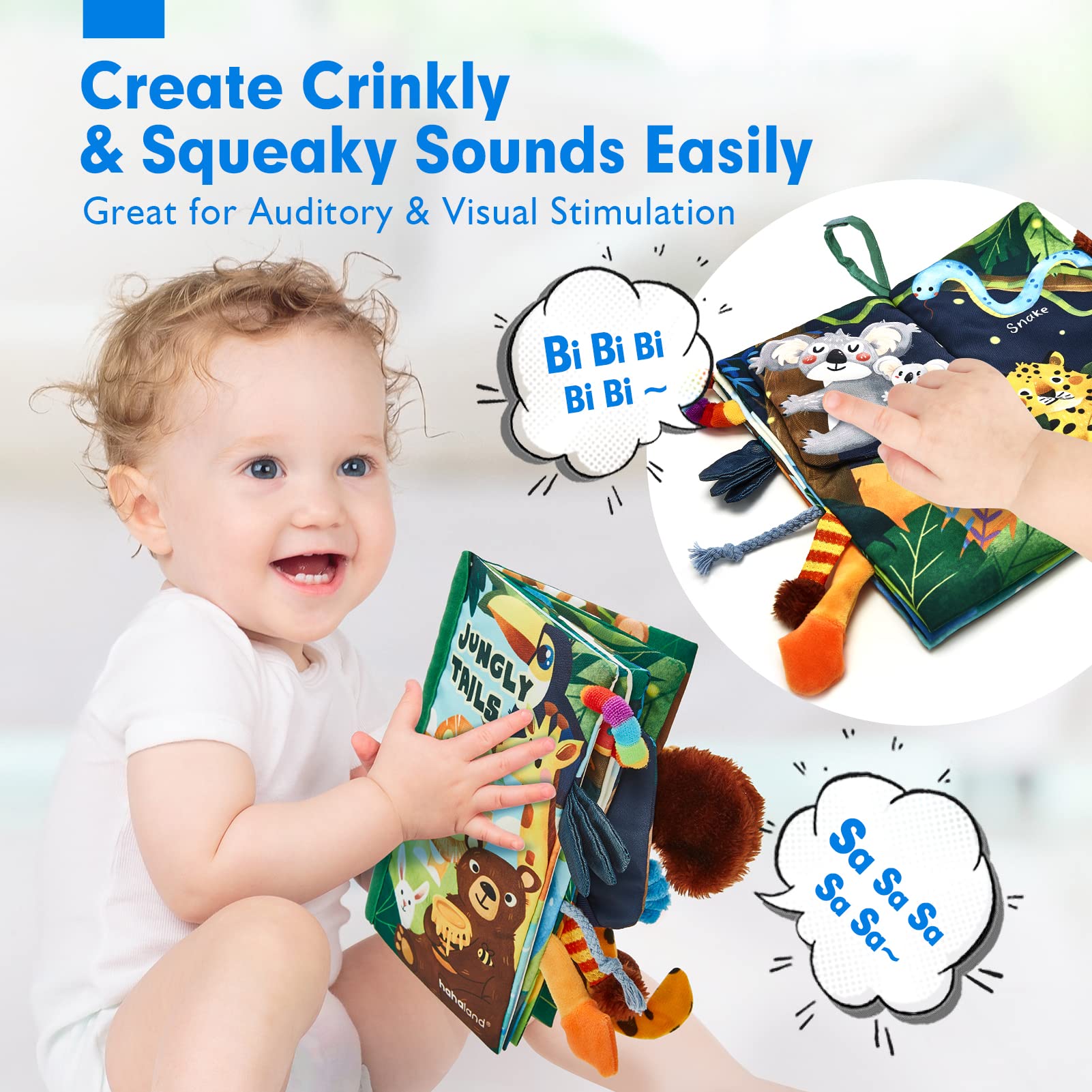 Hahaland High Contrast Baby Books 0-12 Months - Tummy Time Sensory Toys for Infants, Touch & Feel Soft Activity Book - Perfect Newborn Gift for Boys & Girls (0-3, 6-12 Months) - Great for Early Learning, Easter Basket Stuffers & Baby Shower Gifts