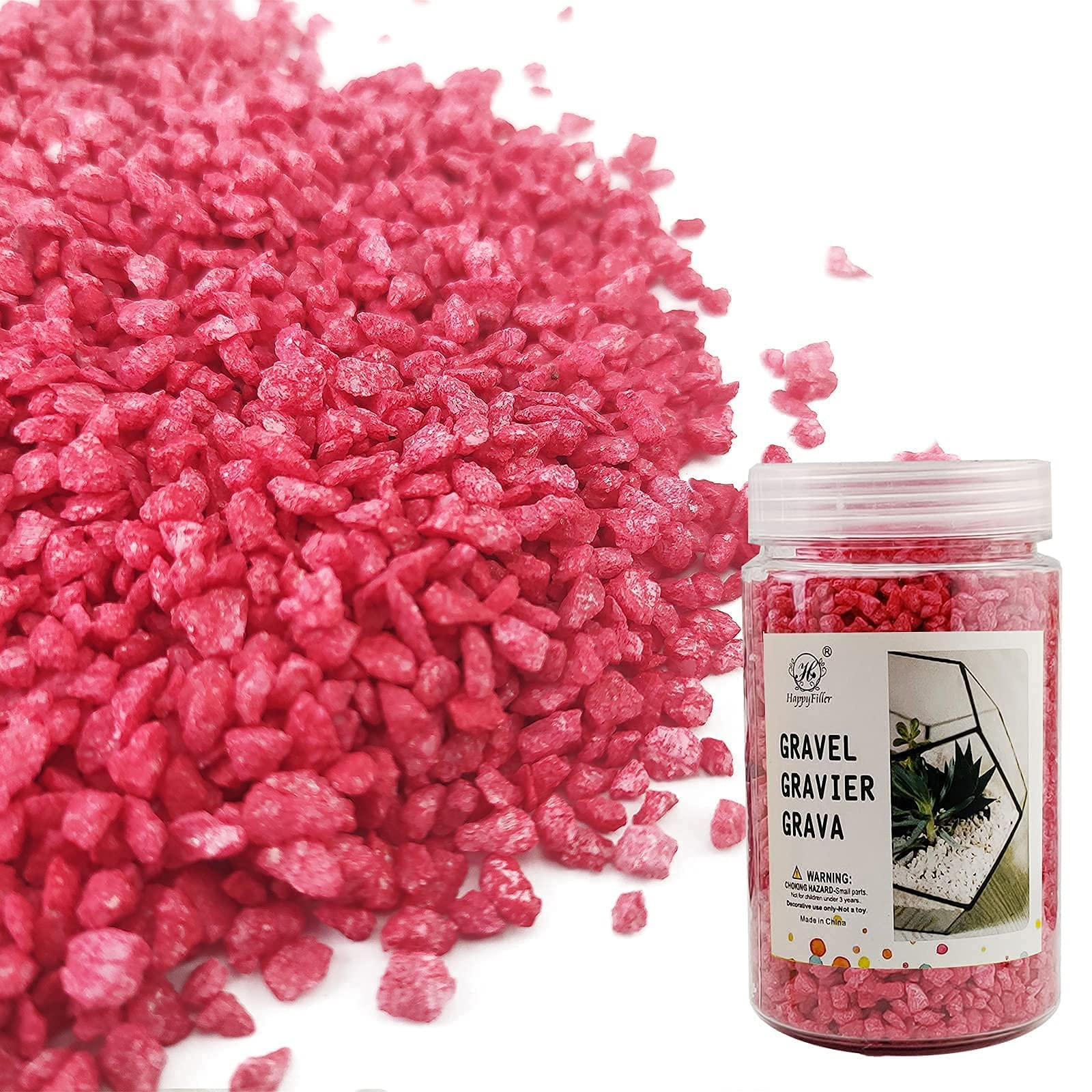 HappyFiller 1.1 LB Mini River Pebble Rocks - Small Decorative Gravel Stones for Plants, Bonsai Top Soil Cover, Fairy Gardens & Wedding Centerpieces - Dark Rose Red for Home Decor, Party Decorations & DIY Landscaping Projects