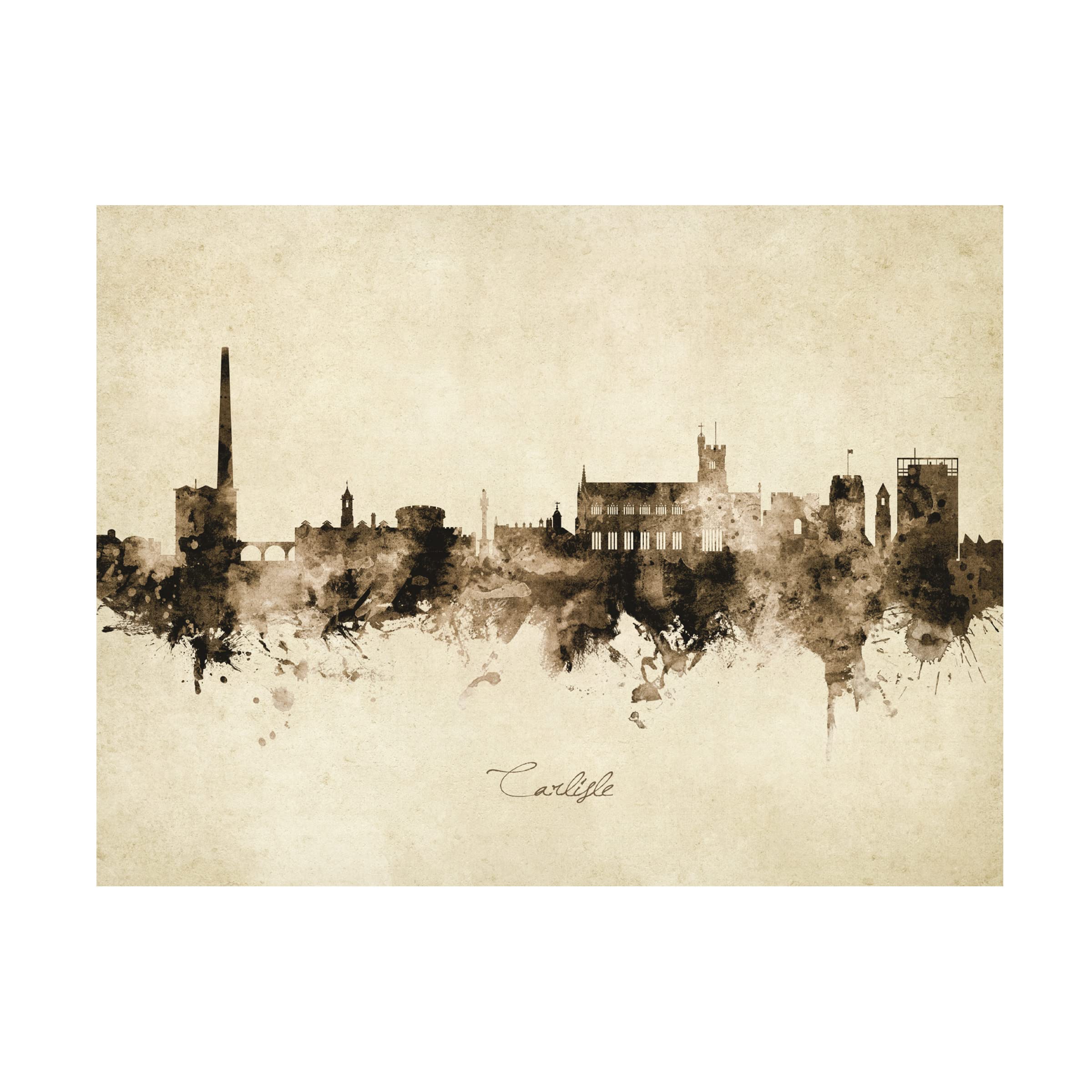 Michael Tompsett Carlisle England Skyline Vintage Canvas Art Print - Premium Wall Decor for Living Room, Bedroom & Office | Trademark Fine Art Collection
