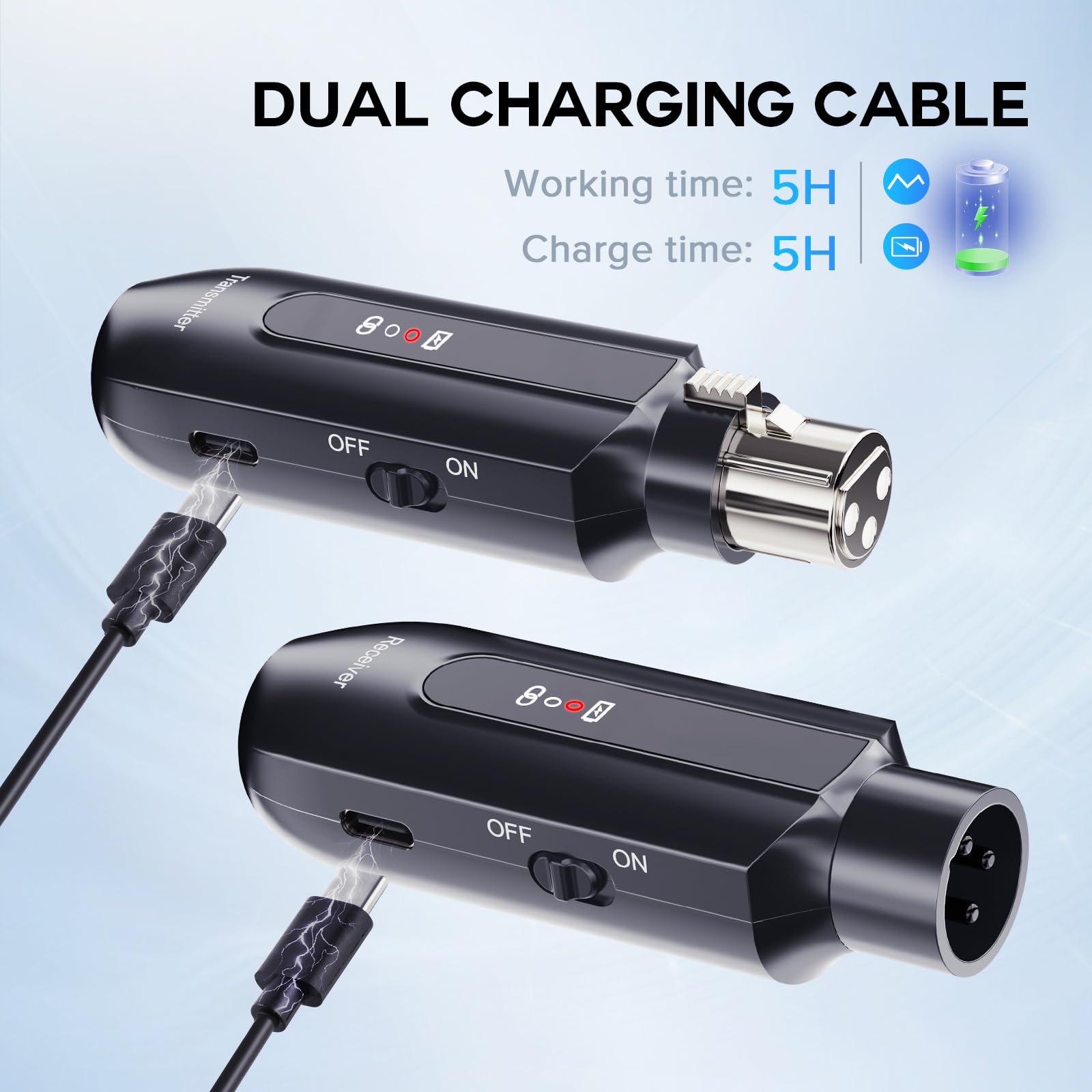 2.4GHz Wireless Microphone System - XLR Wireless Transmitter & Receiver for Dynamic/Condenser Mics - Professional Audio Equipment for Live Performances, Church PA Systems & Studio Recording
