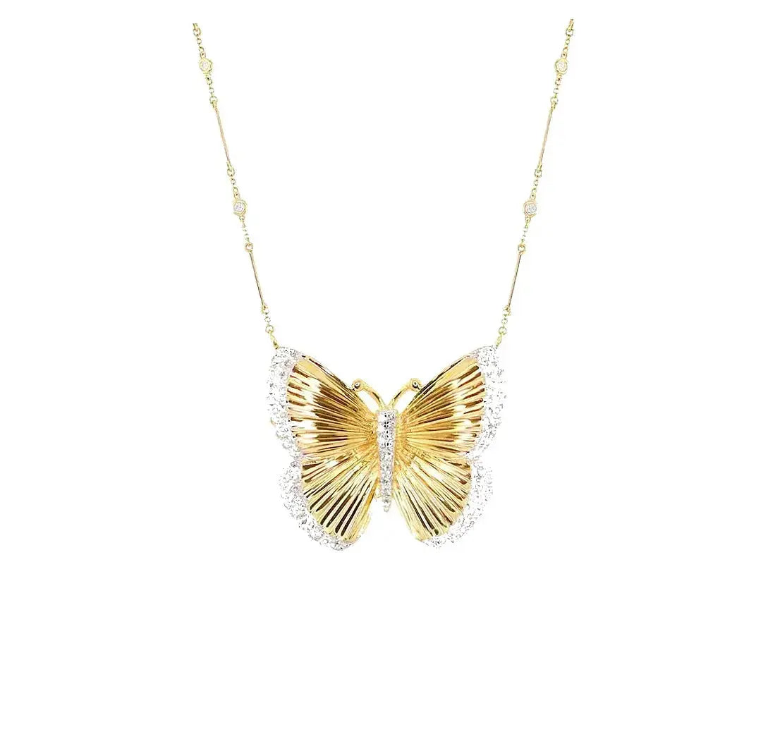 Elegant Butterfly CZ Diamond Pendant Necklace for Women - 18K Gold Plated Stainless Steel Jewelry Gift for Birthday, Anniversary & Valentine's Day | Perfect for Parties, Weddings & Special Occasions