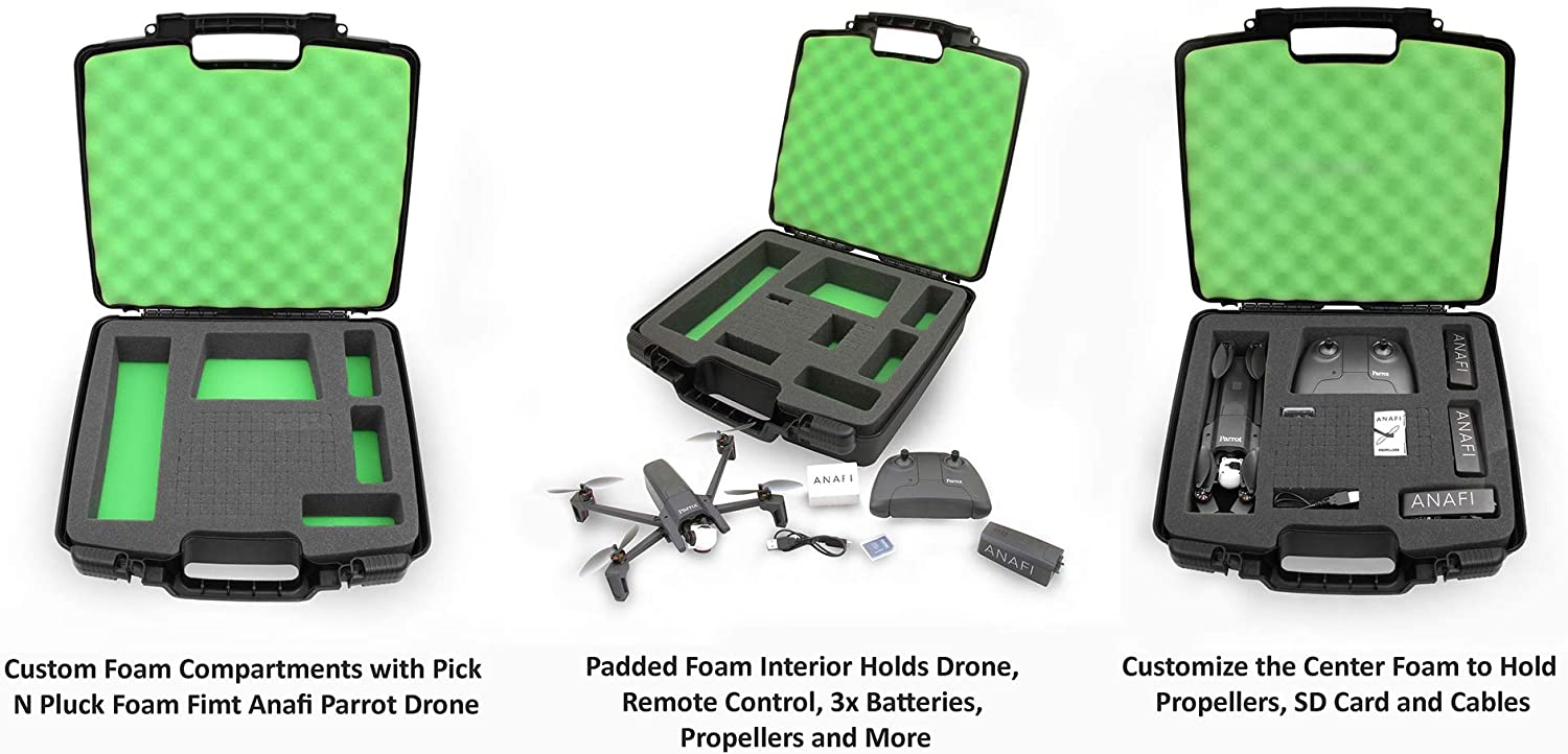 CASEMATIX Protective Carrying Case for Parrot Anafi 4K HDR Drone - Fits Skycontroller 3, Batteries, Propellers & Accessories | Perfect for Travel, Outdoor Adventures & Drone Storage
