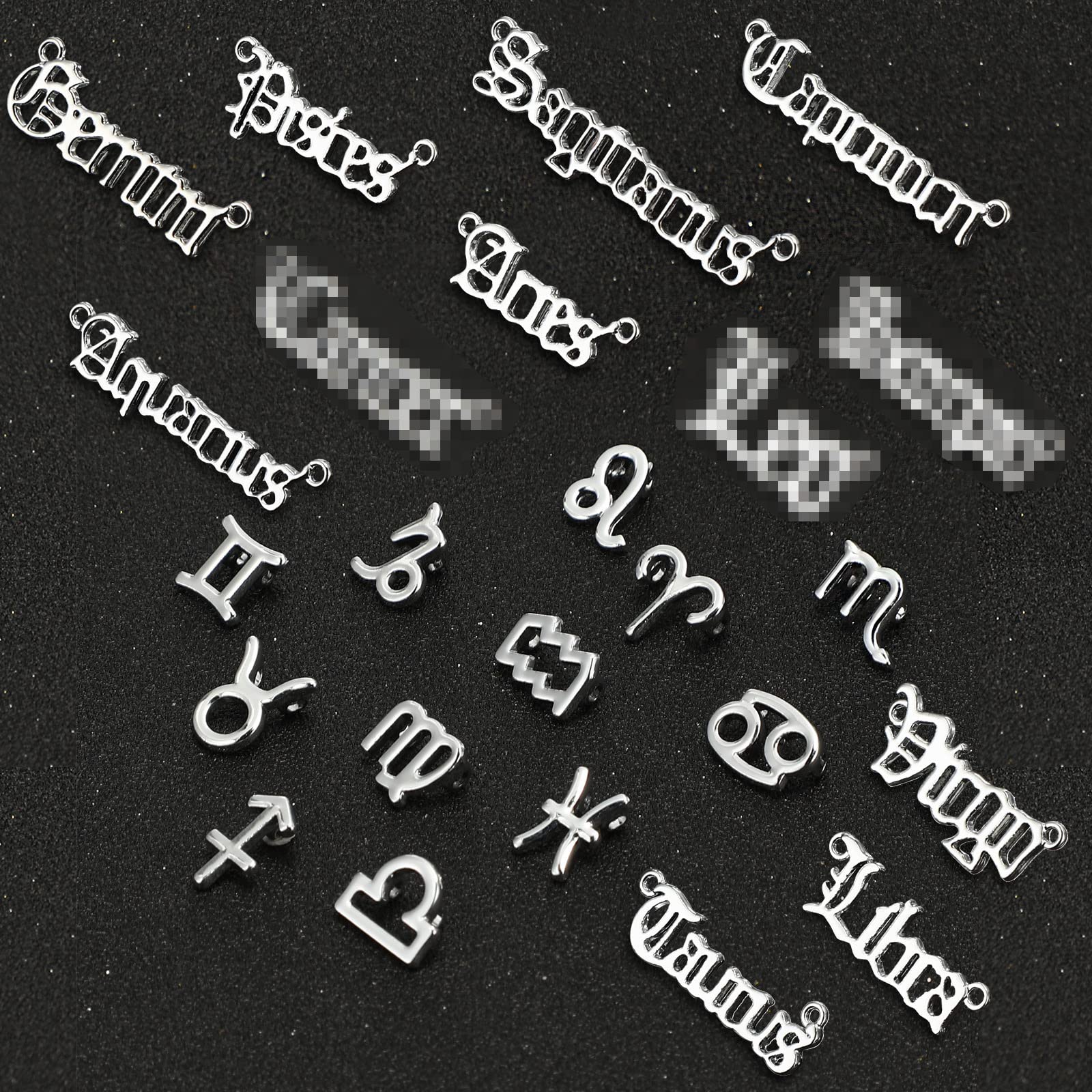 Hicarer 48-Piece Zodiac Charms for Jewelry Making - 4 Styles Diamond Alphabet Alloy Pendants, 12 Horoscope Sign Charms with 24 Cards - Perfect for DIY Necklaces, Bracelets, and Personalized Gifts