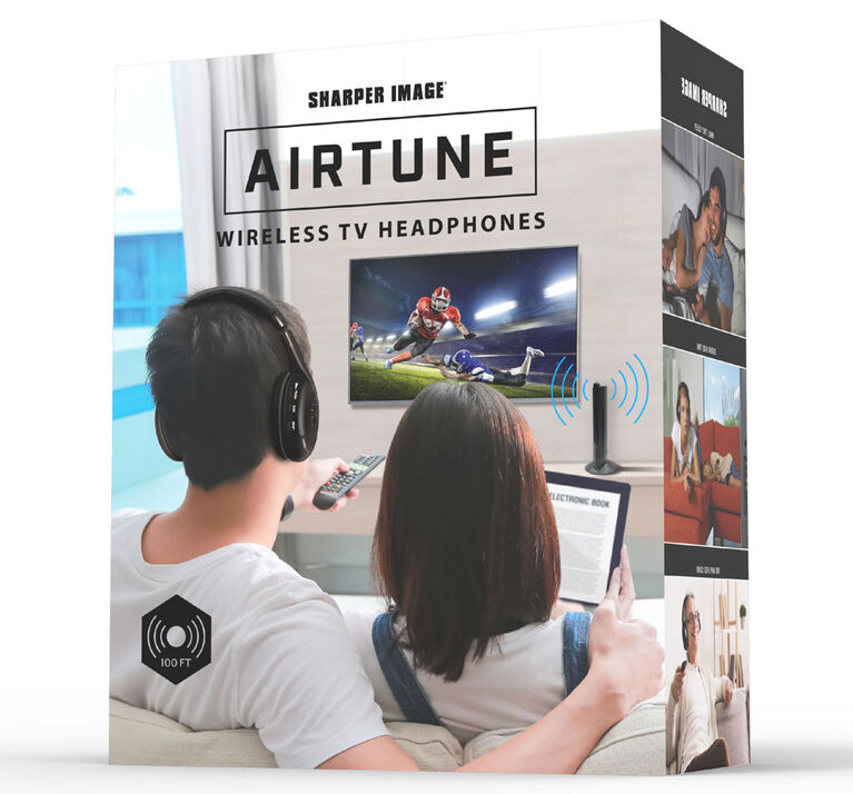 SHARPER IMAGE Air Tune Wireless RF TV Headphones SHP924GY - Comfortable Wireless Headset for TV Watching, Hearing Assistance & Late Night Viewing