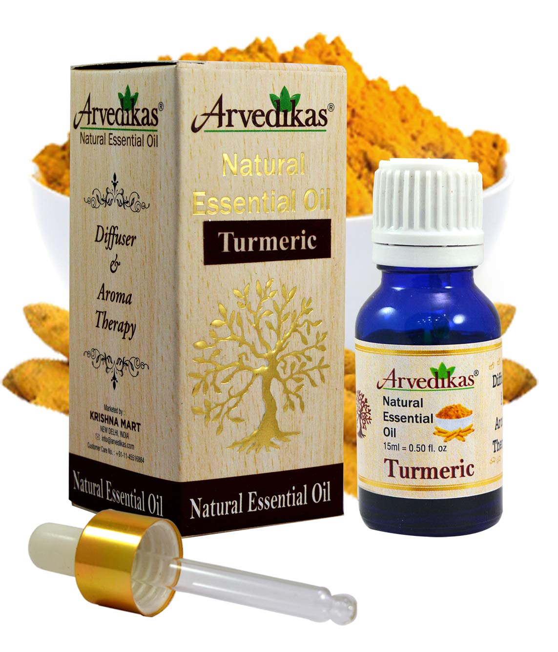 **Arvedikas 100% Pure Natural Turmeric Essential Oil 15ml - Organic Haldi Oil for Hair Growth, Acne Treatment, Anti-Aging, Aromatherapy, Face & Body Moisturizer, Muscle Relaxation - Perfect for Skincare, Massage & Wellness Rituals**