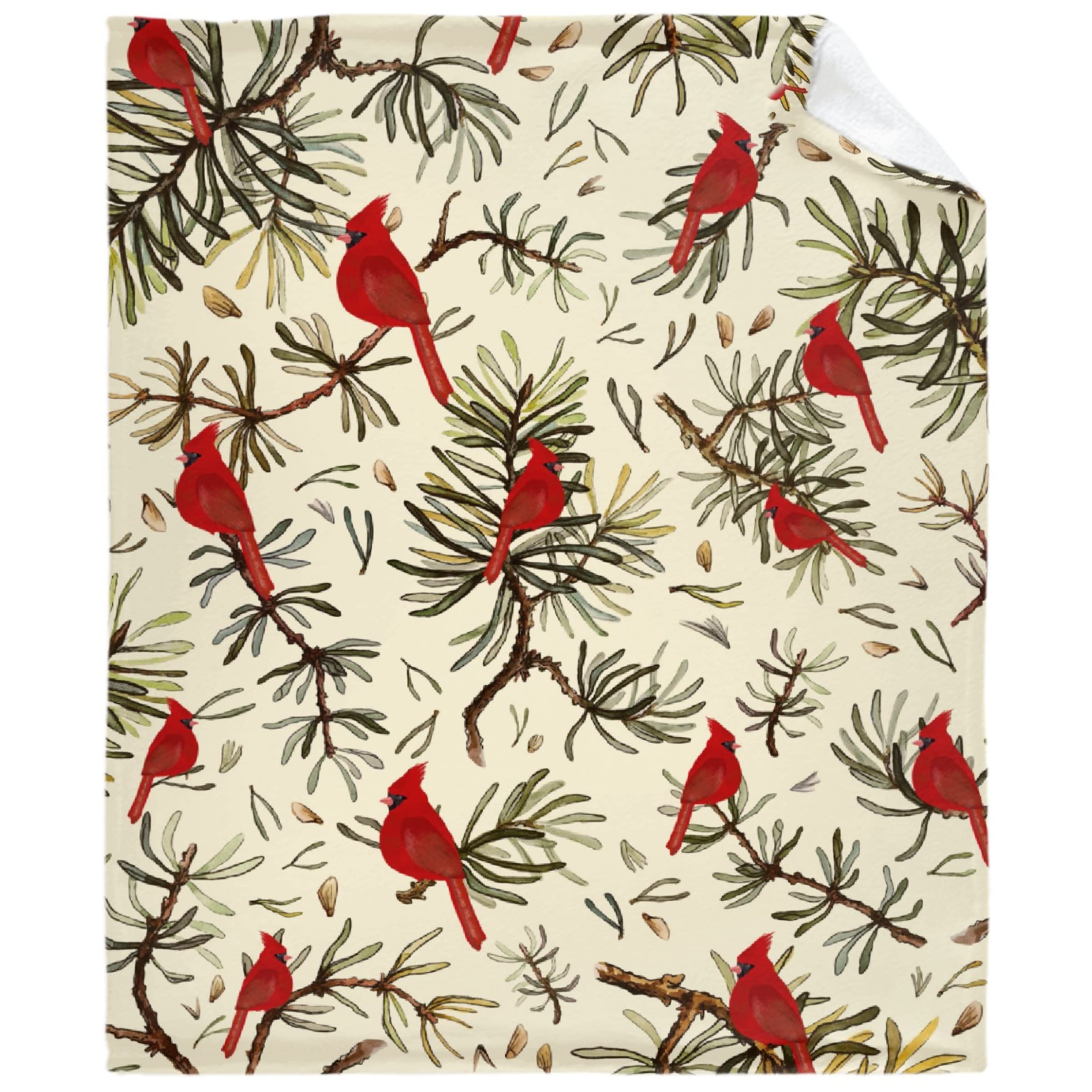 Darani Christmas Cardinals Birds Flannel Throw Blanket - Super Soft, Cozy & Warm, Lightweight 120x90 Extra Large - Perfect for Family Beds, Sofas & Holiday Decor
