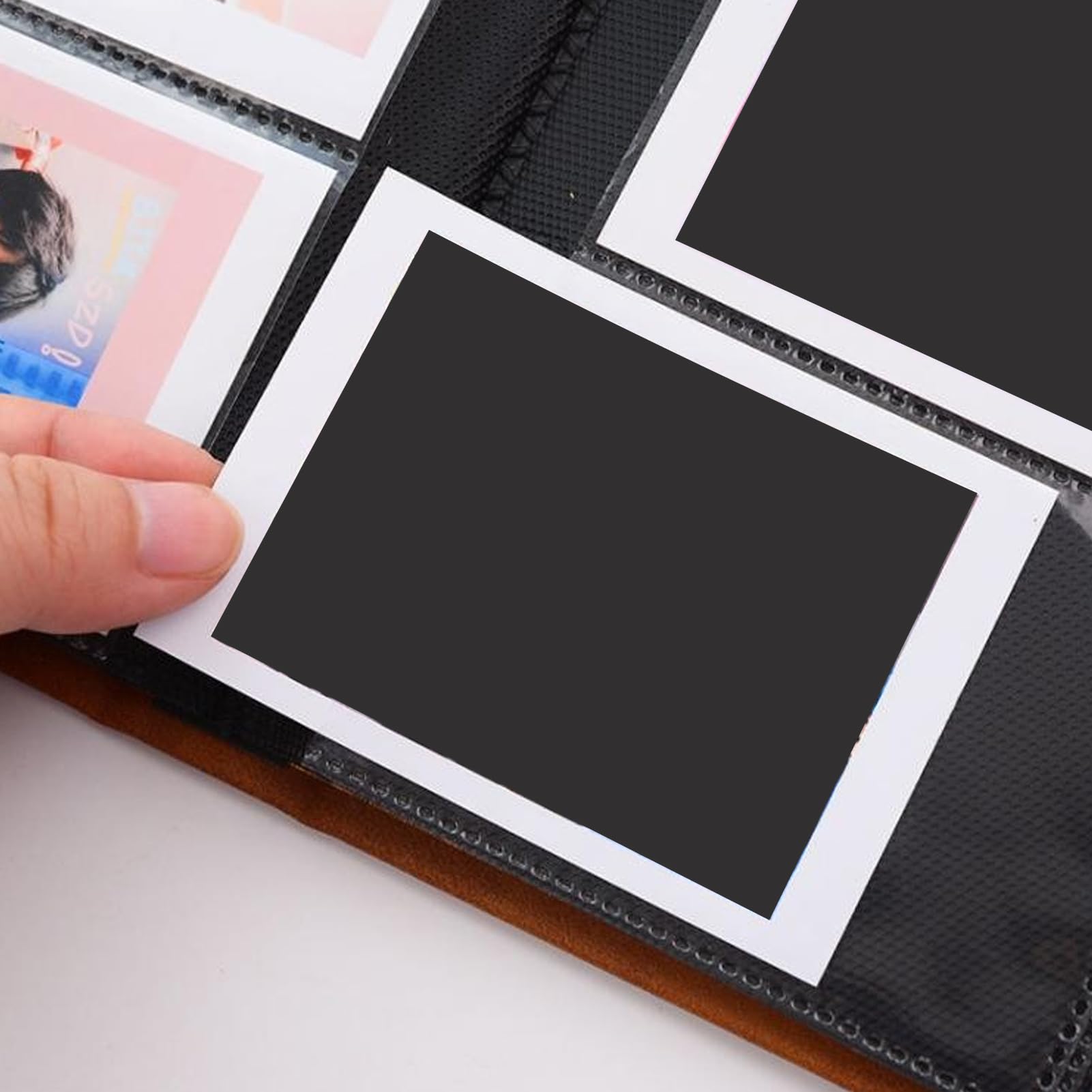 64-Pocket Suede Photo Album for Fujifilm Instax Mini 11/12/40/EVO/7+/7s/LiPlay/90/9 - 3 Inch Brown Leather Picture Keeper - Perfect for Weddings, Travel Memories & Scrapbooking