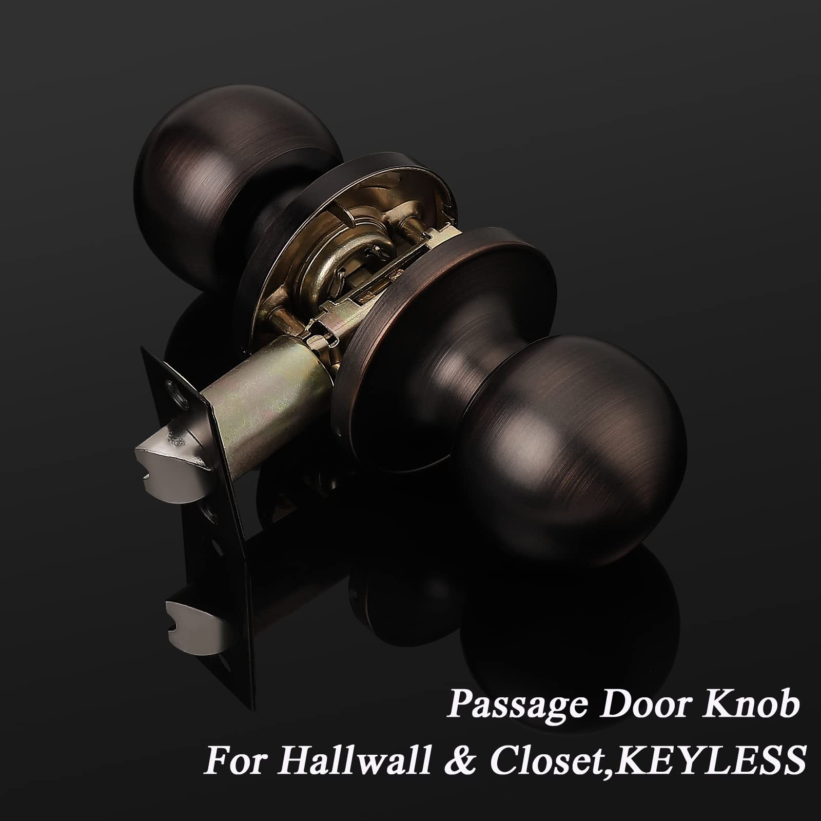 Probrico 8 Pack Keyless Interior Door Knobs - Oil Rubbed Bronze Passage Door Lockset for Hallway & Closet (Easy Installation, Smooth Operation for Home & Office Use)