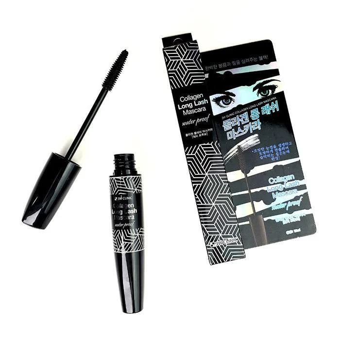 3W CLINIC Collagen Long Lash Mascara 12ml - Volumizing & Lengthening Waterproof Mascara for Natural Look - Perfect for Daily Wear, Date Night & Special Occasions