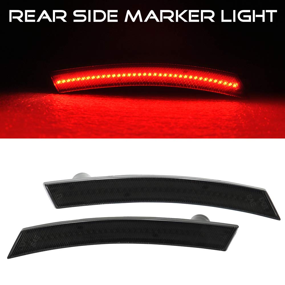 Smoked LED Side Marker Lights for MINI Cooper R50 R52 R53 - Front & Rear Amber & Red (4-Piece Set) - Upgrade Your Car's Style & Safety for Night Driving & Custom Look