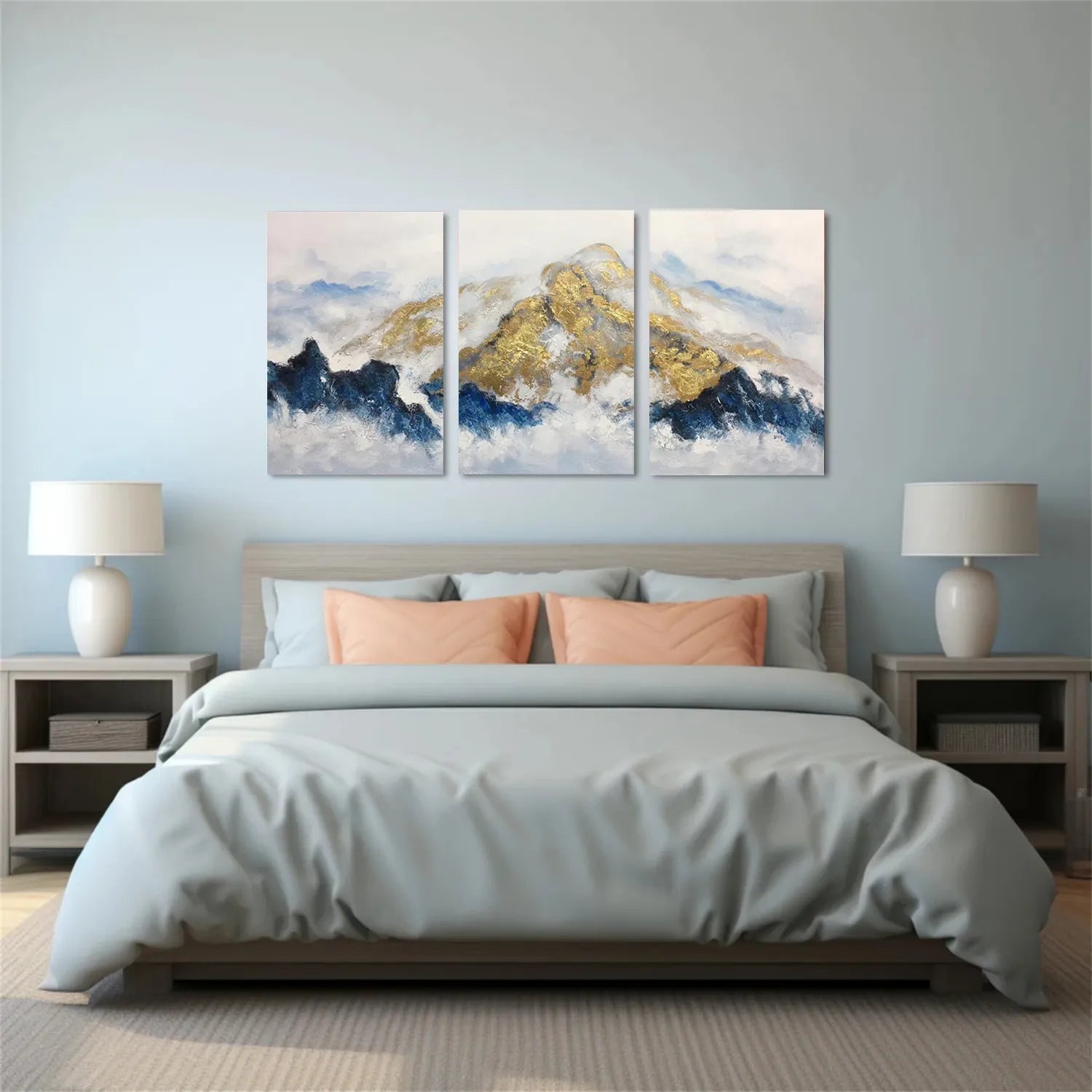 Abstract Painting Set of 3 - Modern Wall Art Canvas Prints for Living Room, Bedroom & Office Decor | #AB221